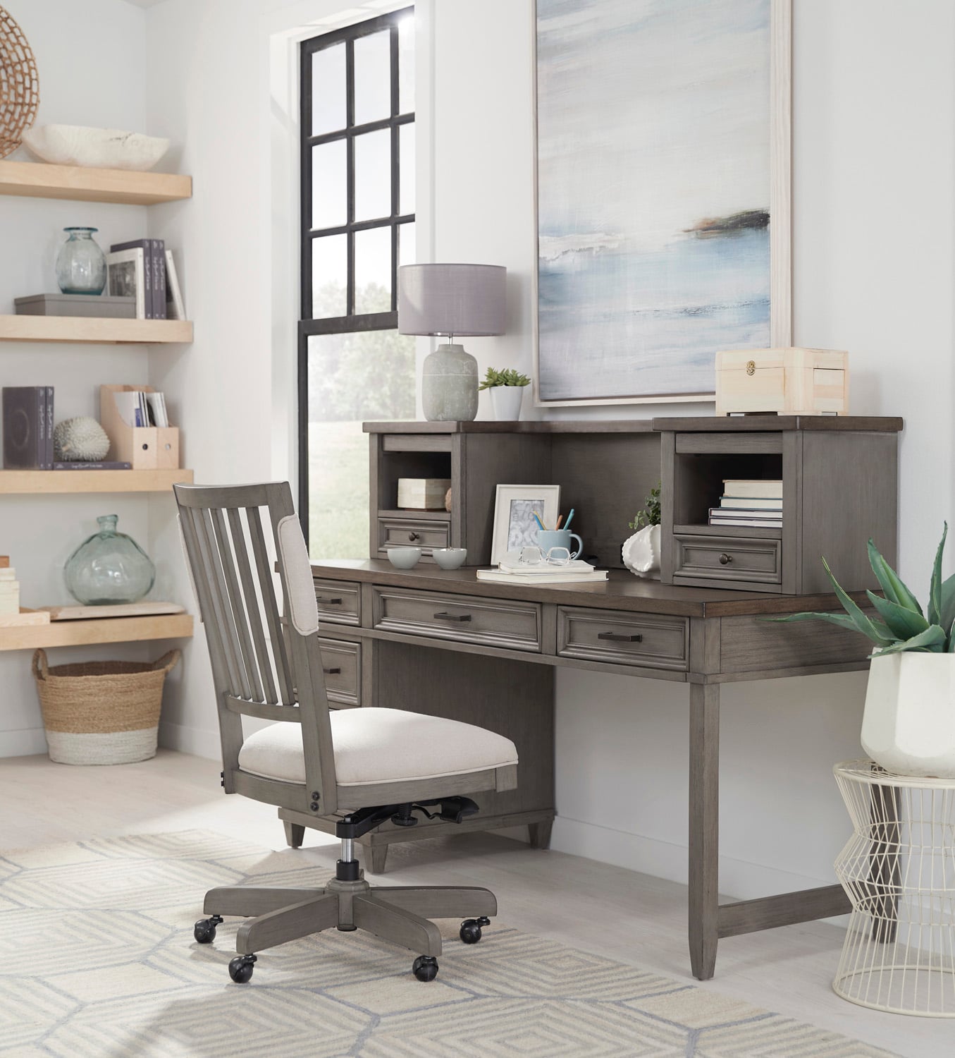 Farmhouse desk chair with arms hot sale