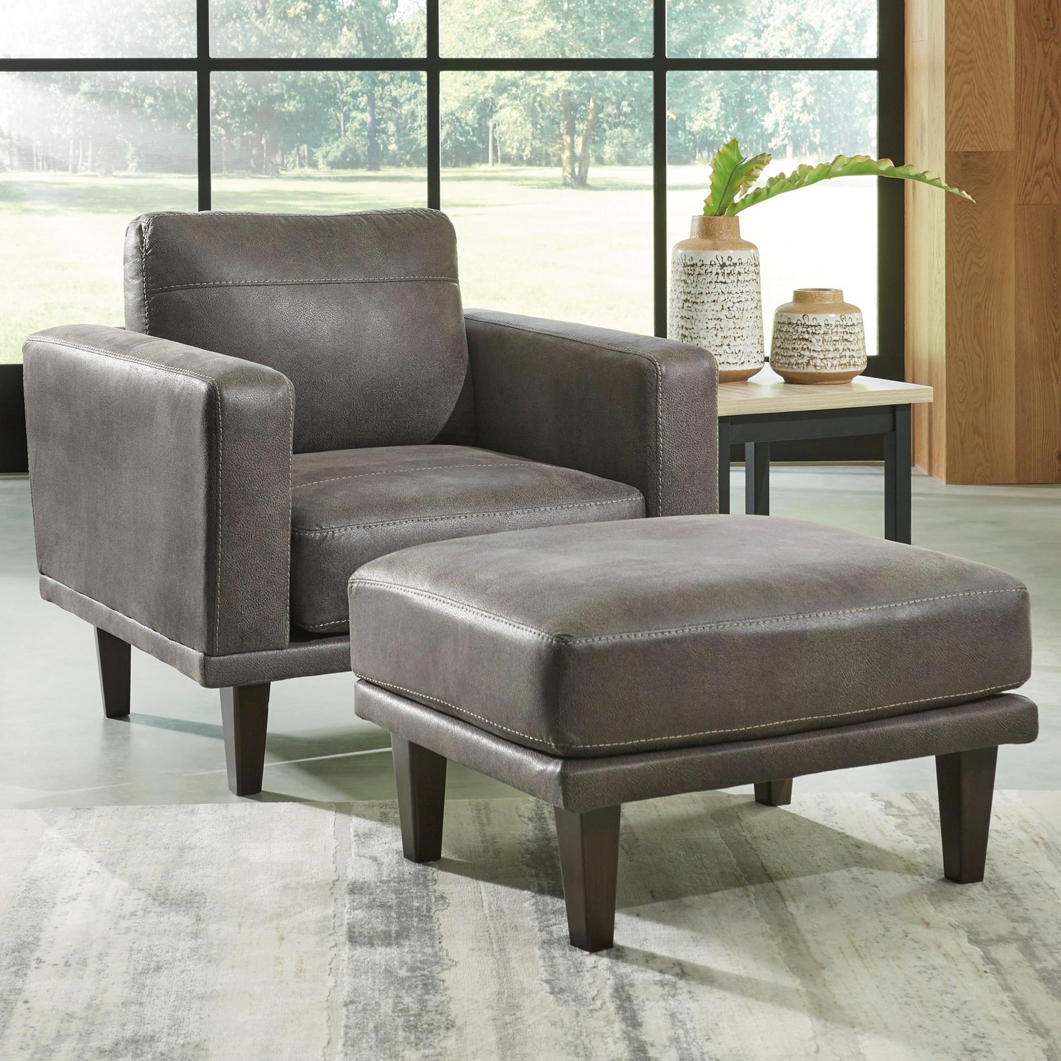 Ashley leather deals chair and ottoman