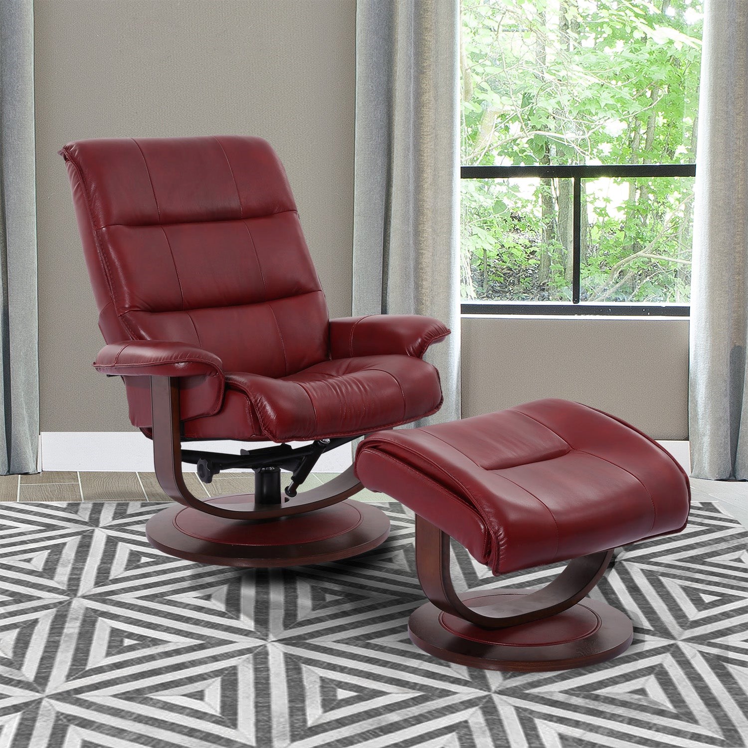 Knight Rouge Reclining Swivel Chair and Ottoman