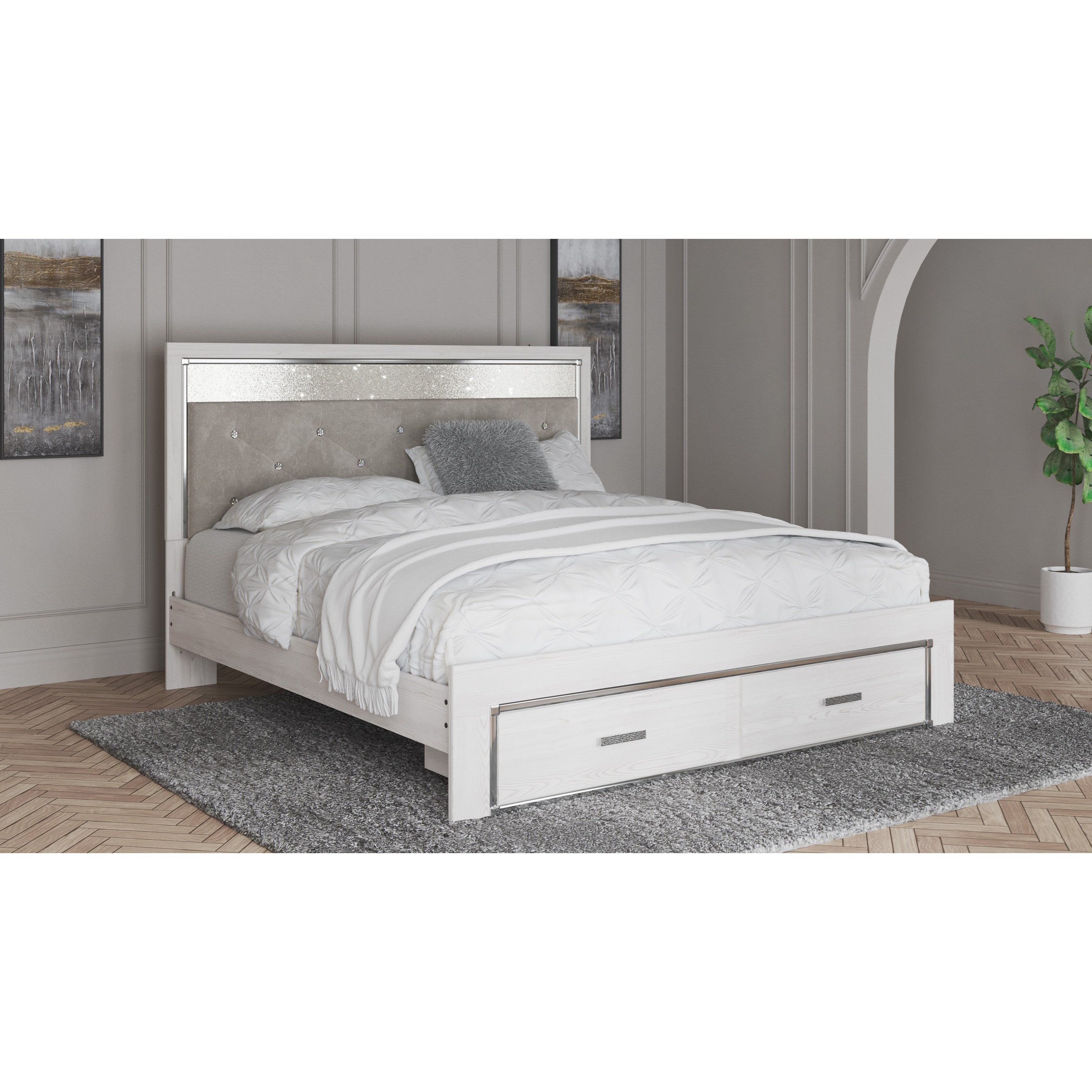 Altyra King Storage Bed with Upholstered Headboard