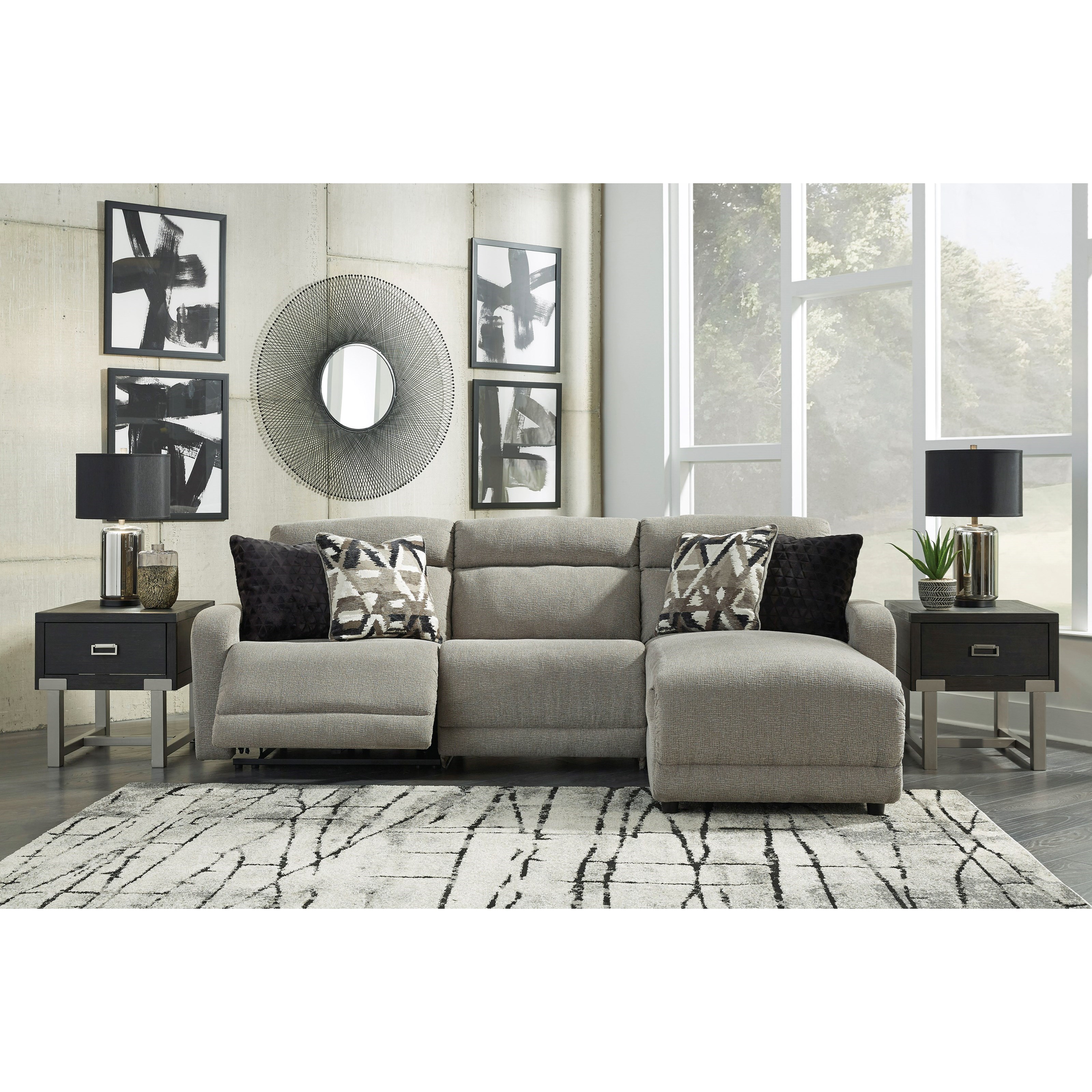 Ashley furniture online grey reclining sectional