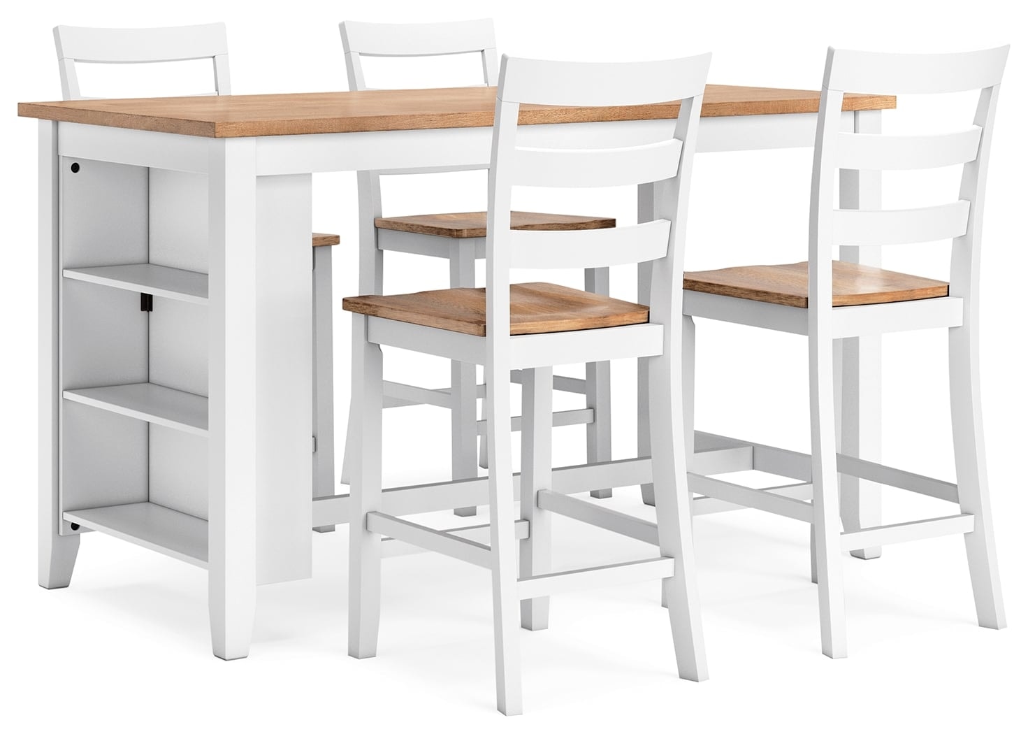 Ashley Gesthaven - Set Di 2 Sgabelli Da Bar In Legno Massello, Colore Blu Ardesia/Naturale, Altezza Da Bancone, Seduta Sagomata, 43x54x105 Cm