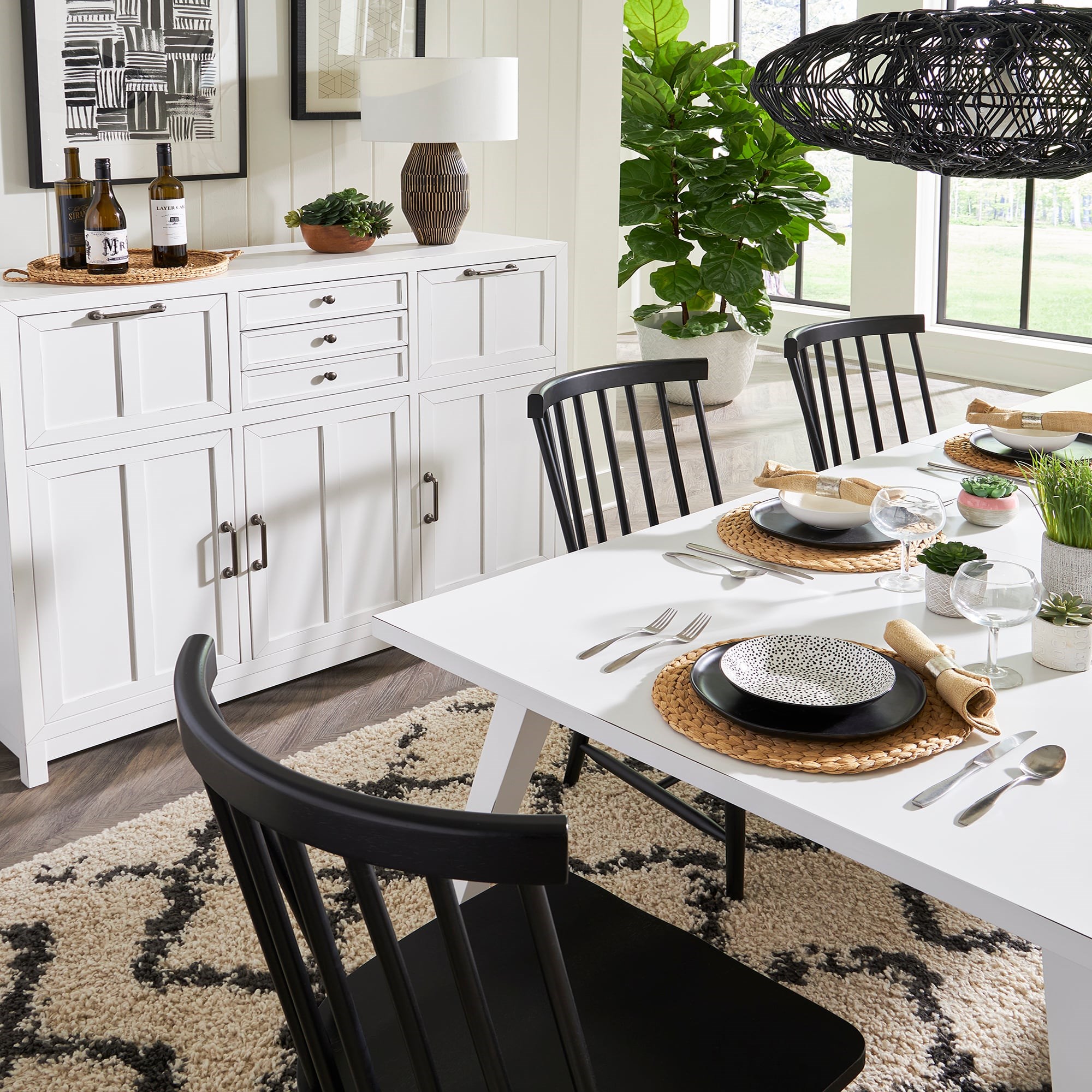 White farmhouse store buffet