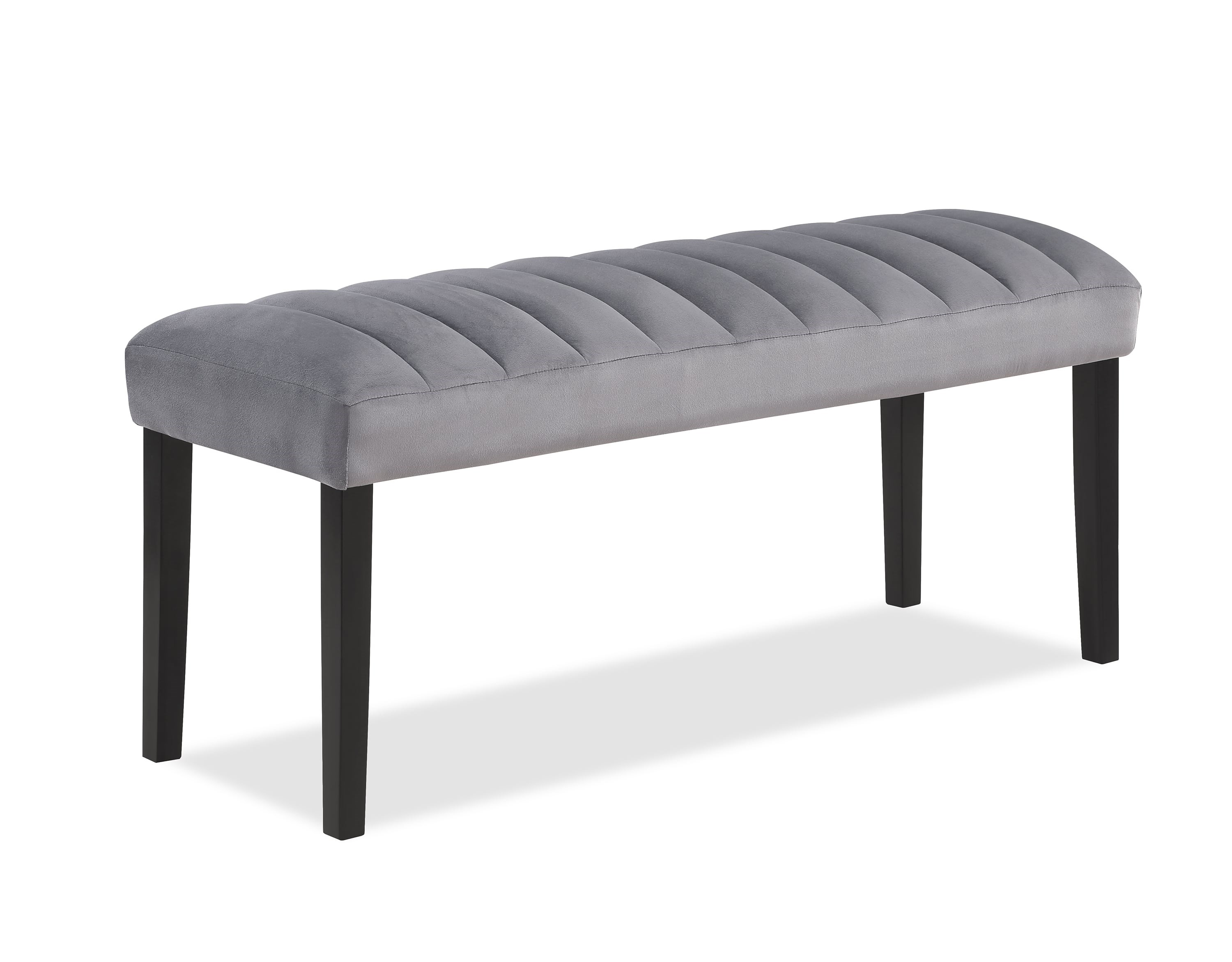 Grey upholstered dining bench best sale with back