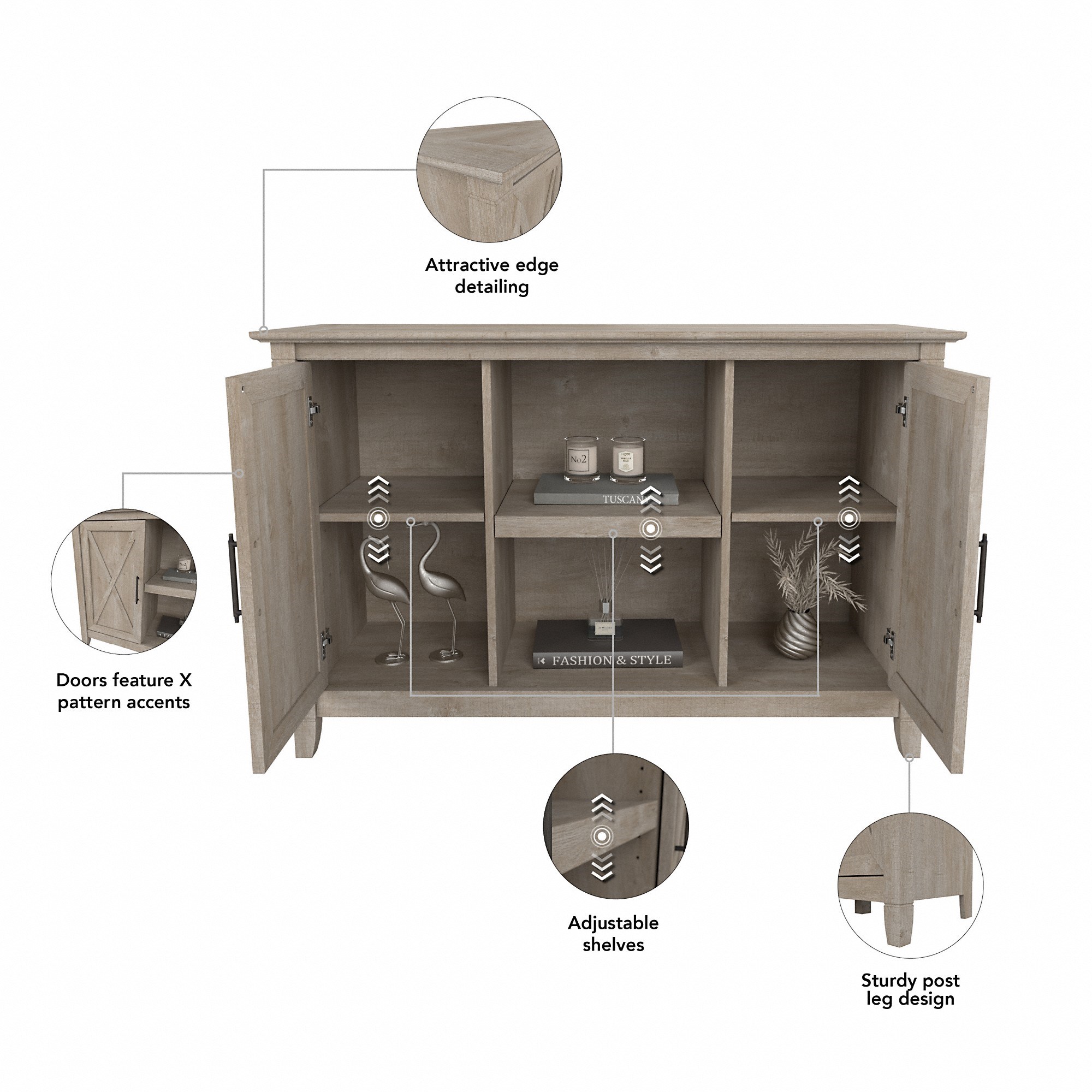 Bush Furniture Key West Small Bathroom Storage Cabinet in Washed Gray