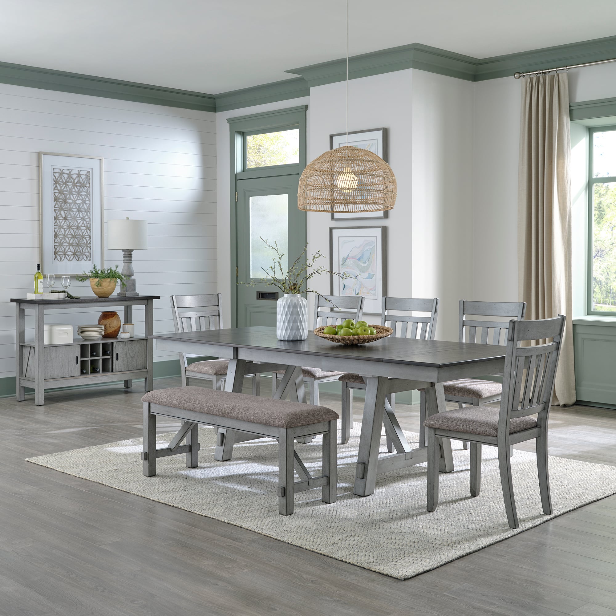 Trestle dining best sale table set