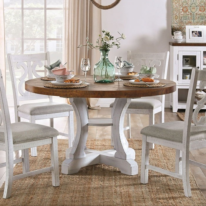 Round white kitchen table with online leaf