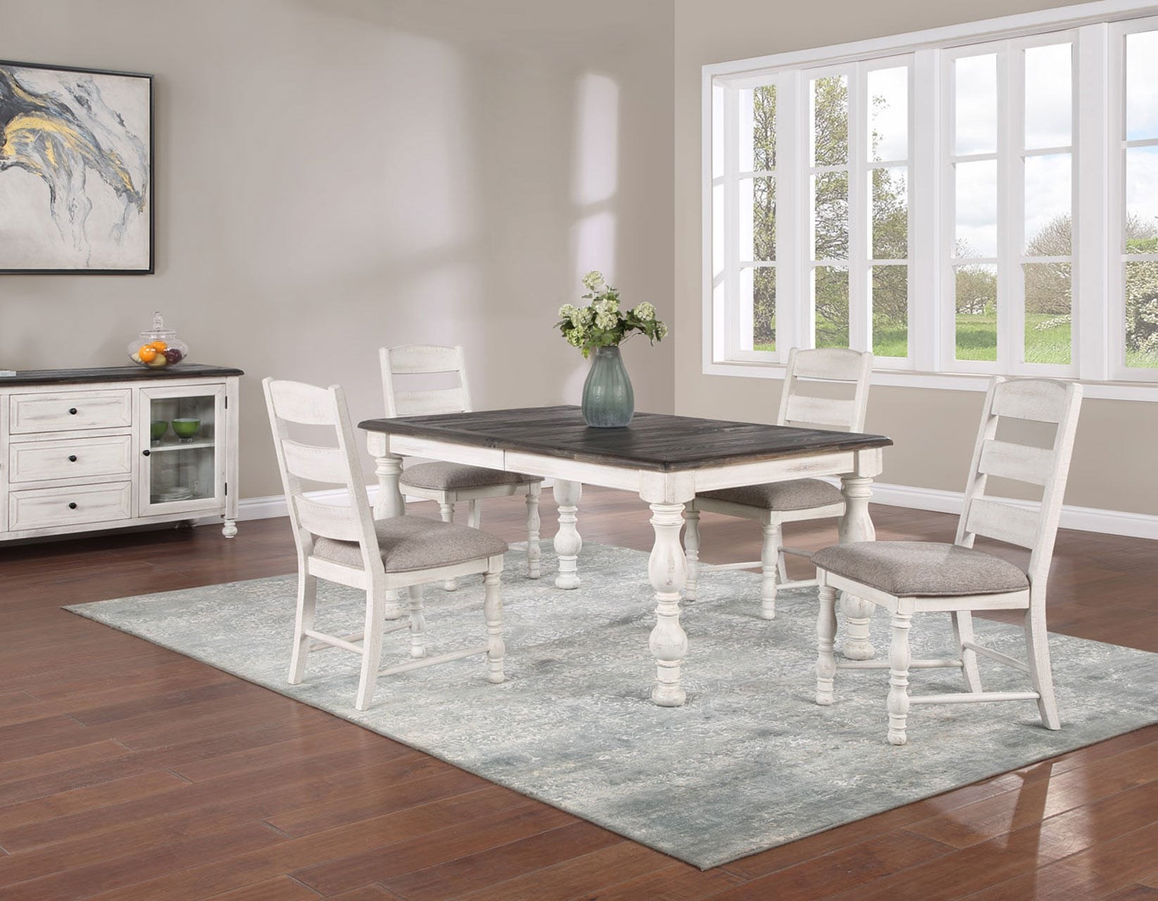 White 6 piece online dining set