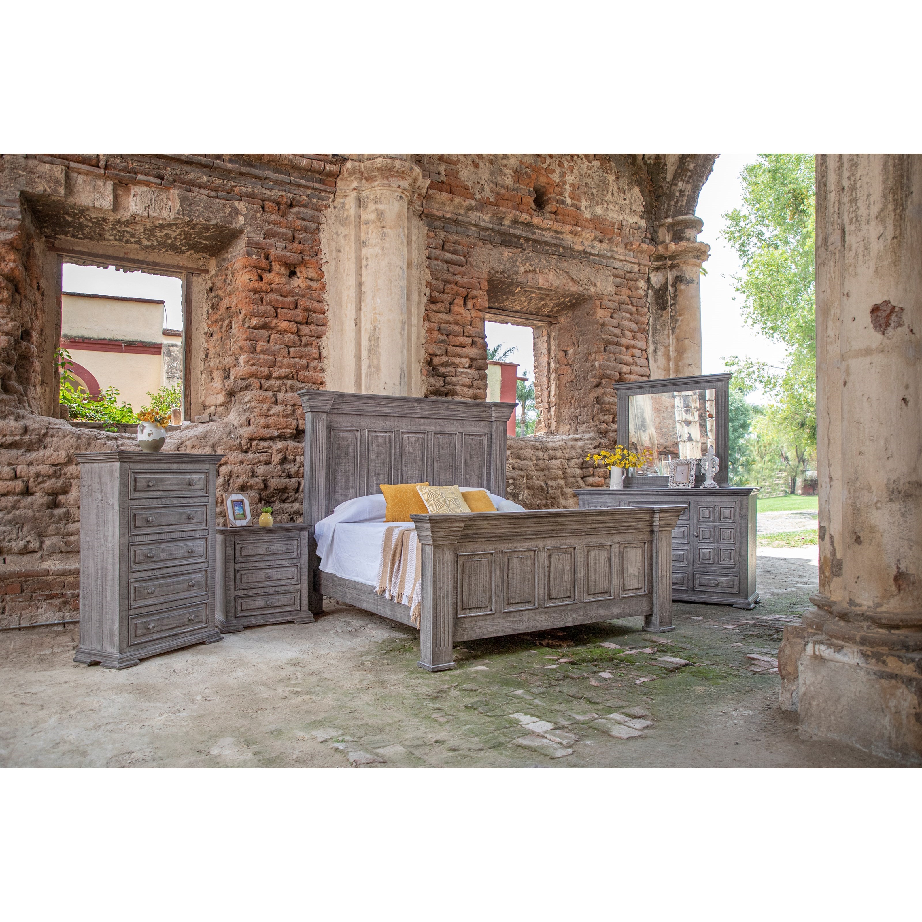 Distressed king on sale bedroom set