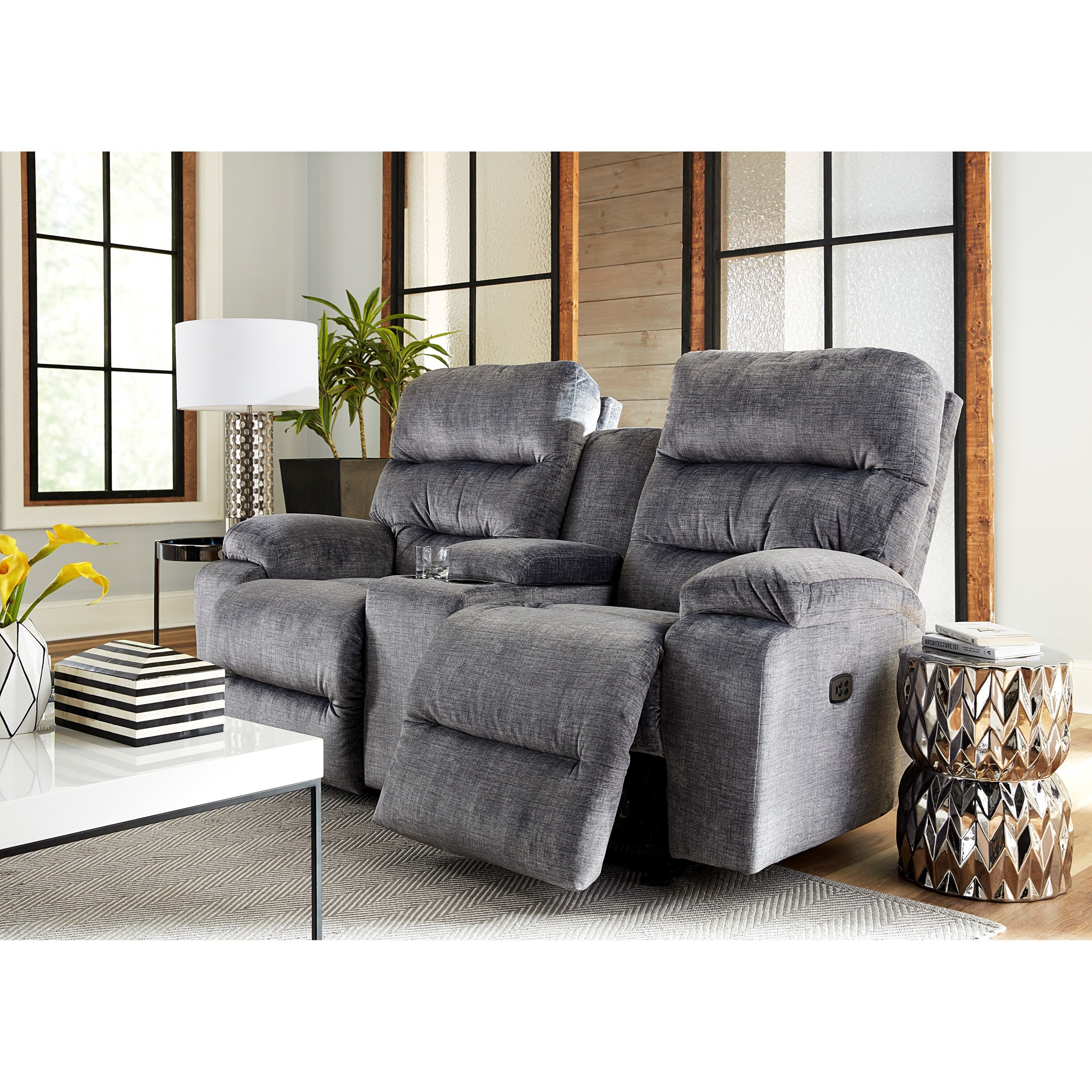 Reclining and store rocking loveseat