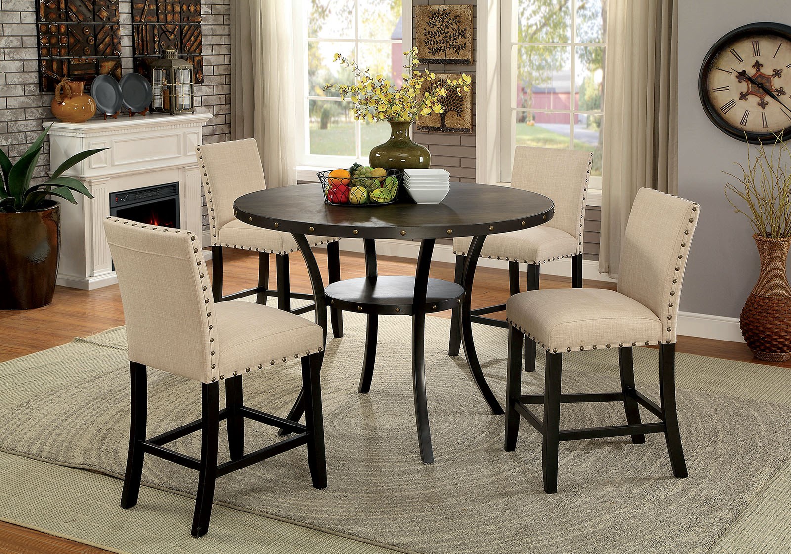 Round dining table set deals counter height