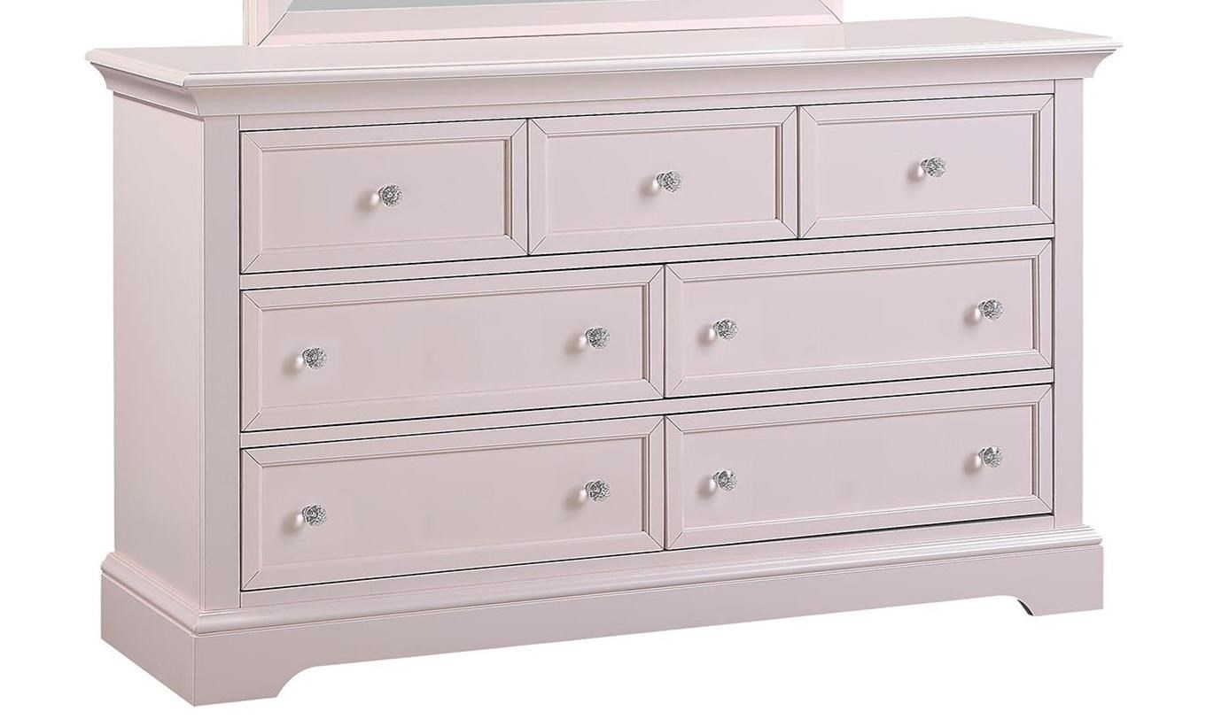 White chest of drawers deals with crystal handles