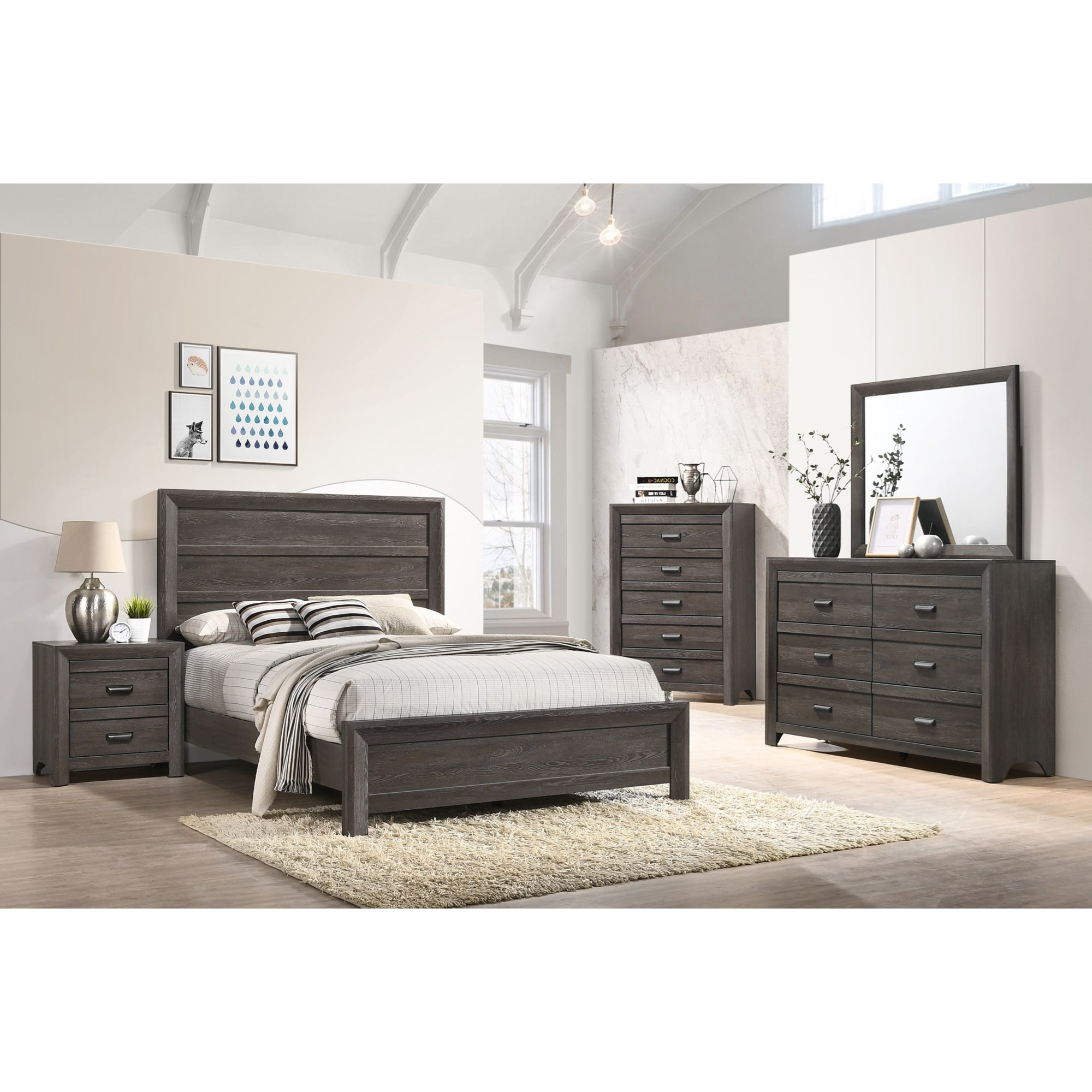 Crown Mark Adelaide B6700-Q-HBFB+KQ-RAIL Contemporary Queen Panel Bed ...