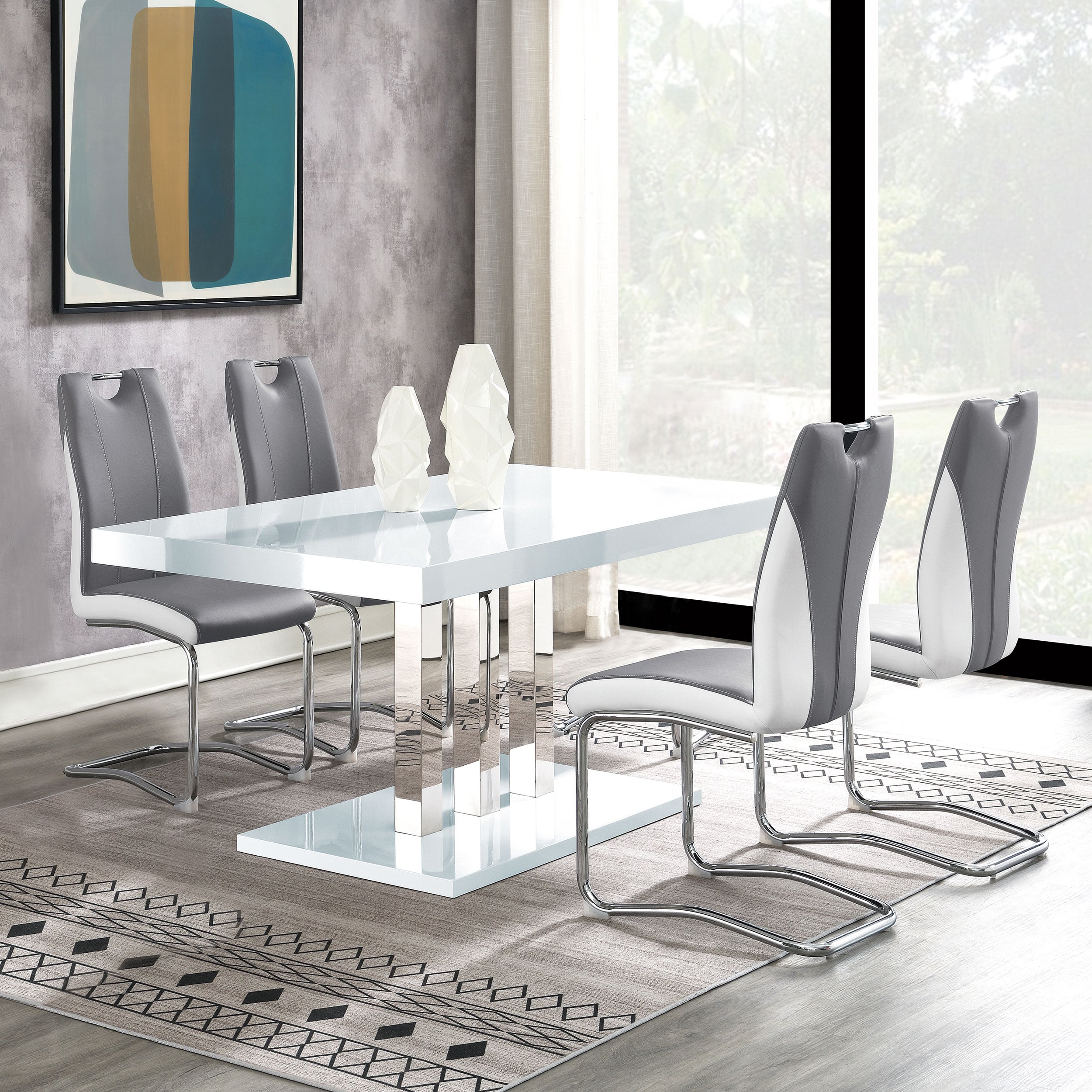 White rectangular dining table set sale