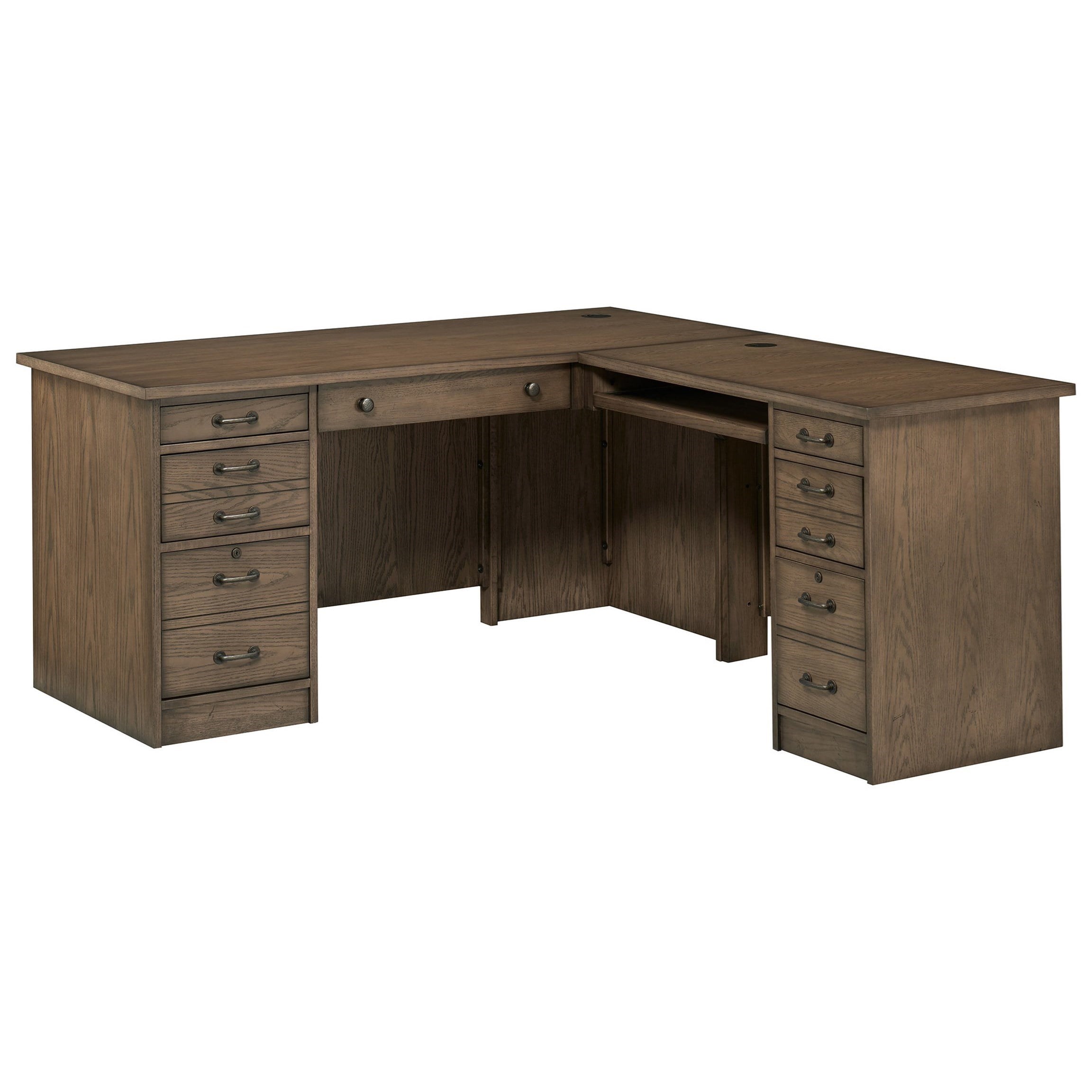 L shaped office desk deals with locking drawers