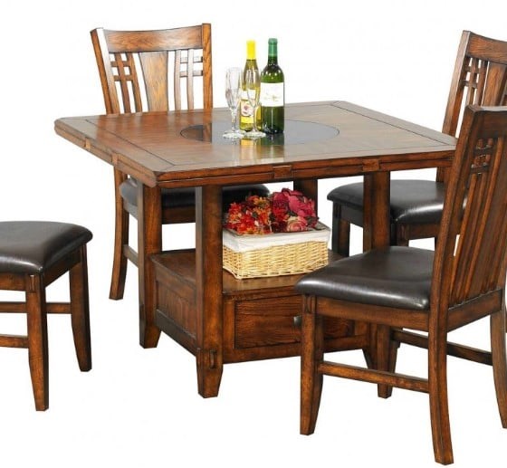 Dining table set discount with lazy susan