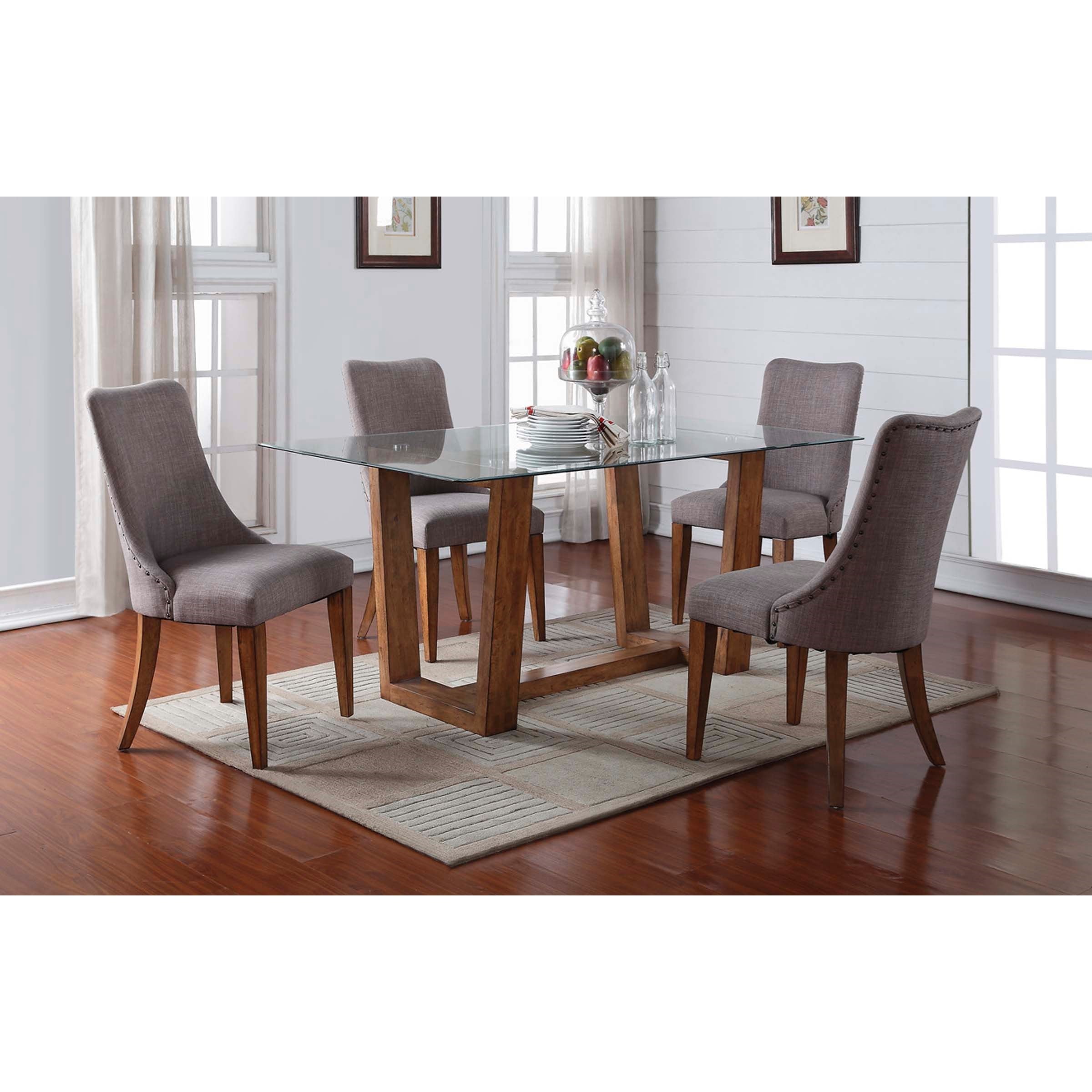 6 seater wooden dining table with glass top hot sale