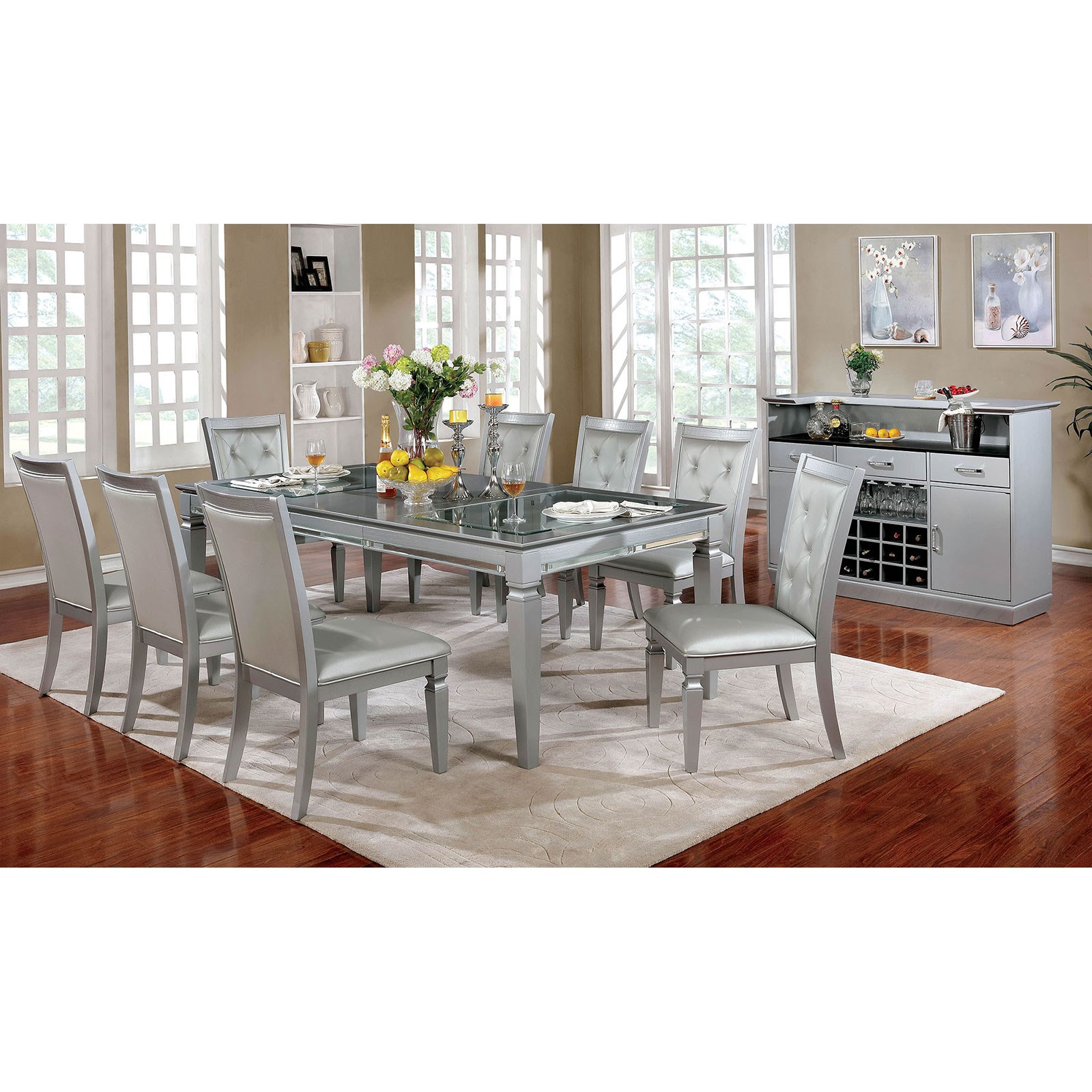 9 piece glass discount dining table set