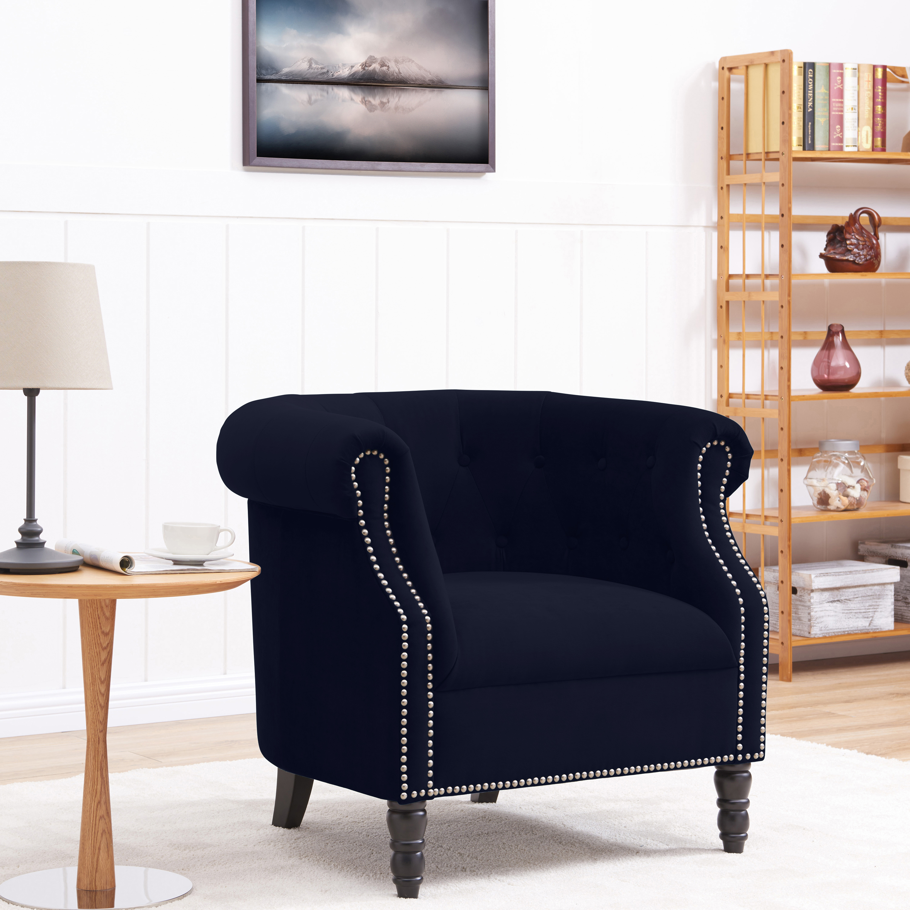 Navy blue chesterfield online chair