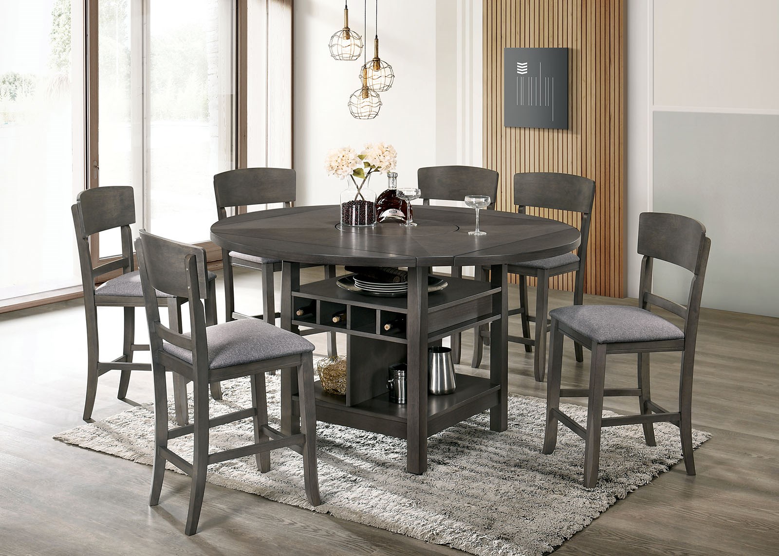 Furniture of America Stacie CM3733GY RPT 7PC Transitional 7 Piece