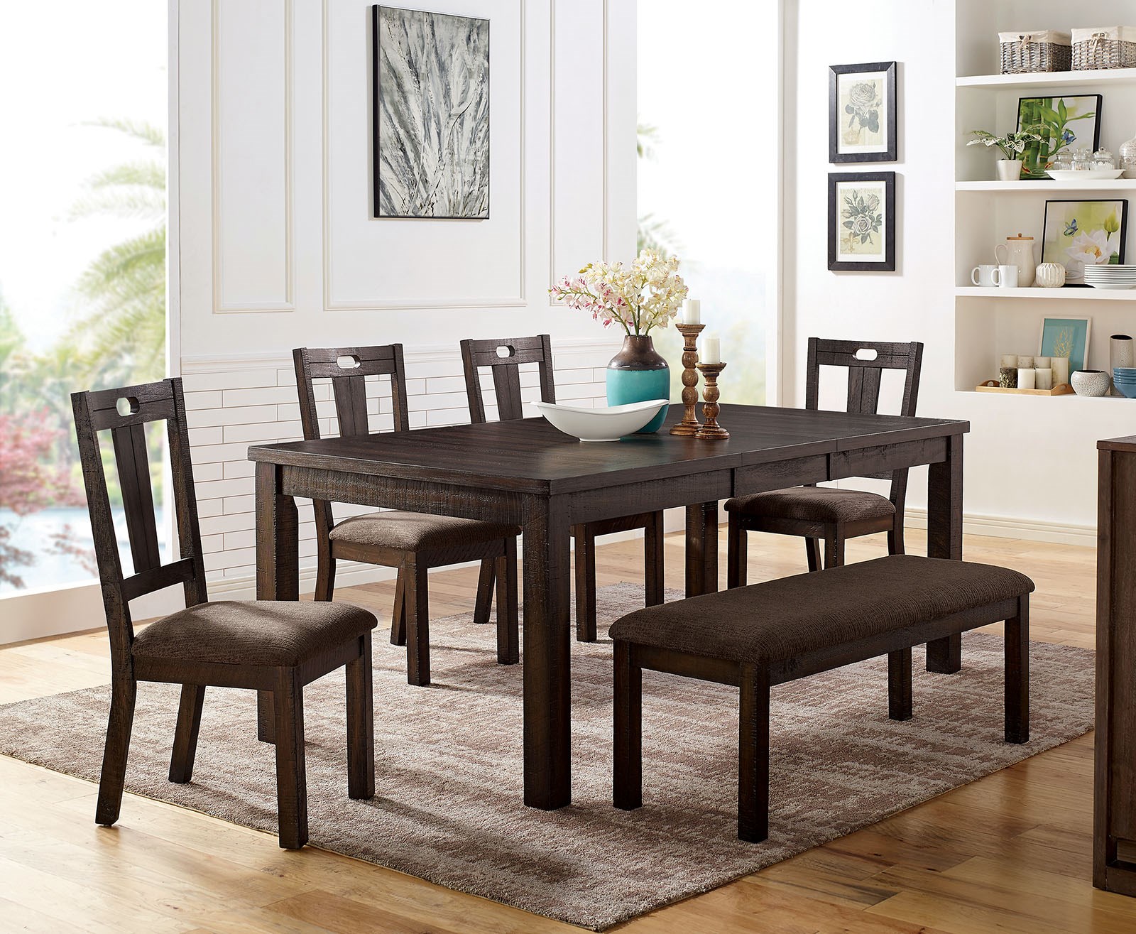 Furniture of America Burton CM3790T 6PC Rustic 6 Piece Dining