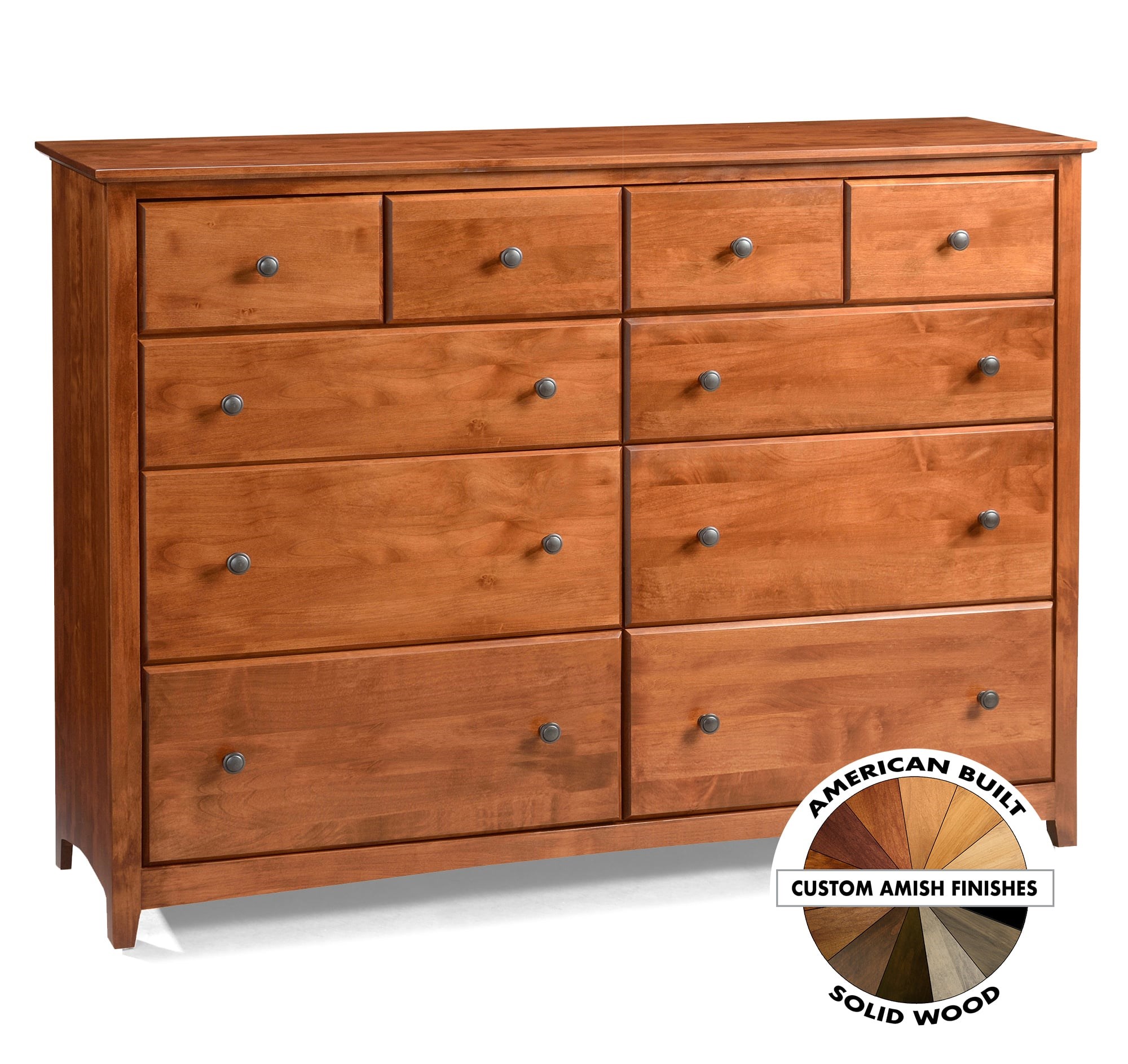 Archbold Furniture Shaker 6111X 10 Drawer Dresser with 4 Deep