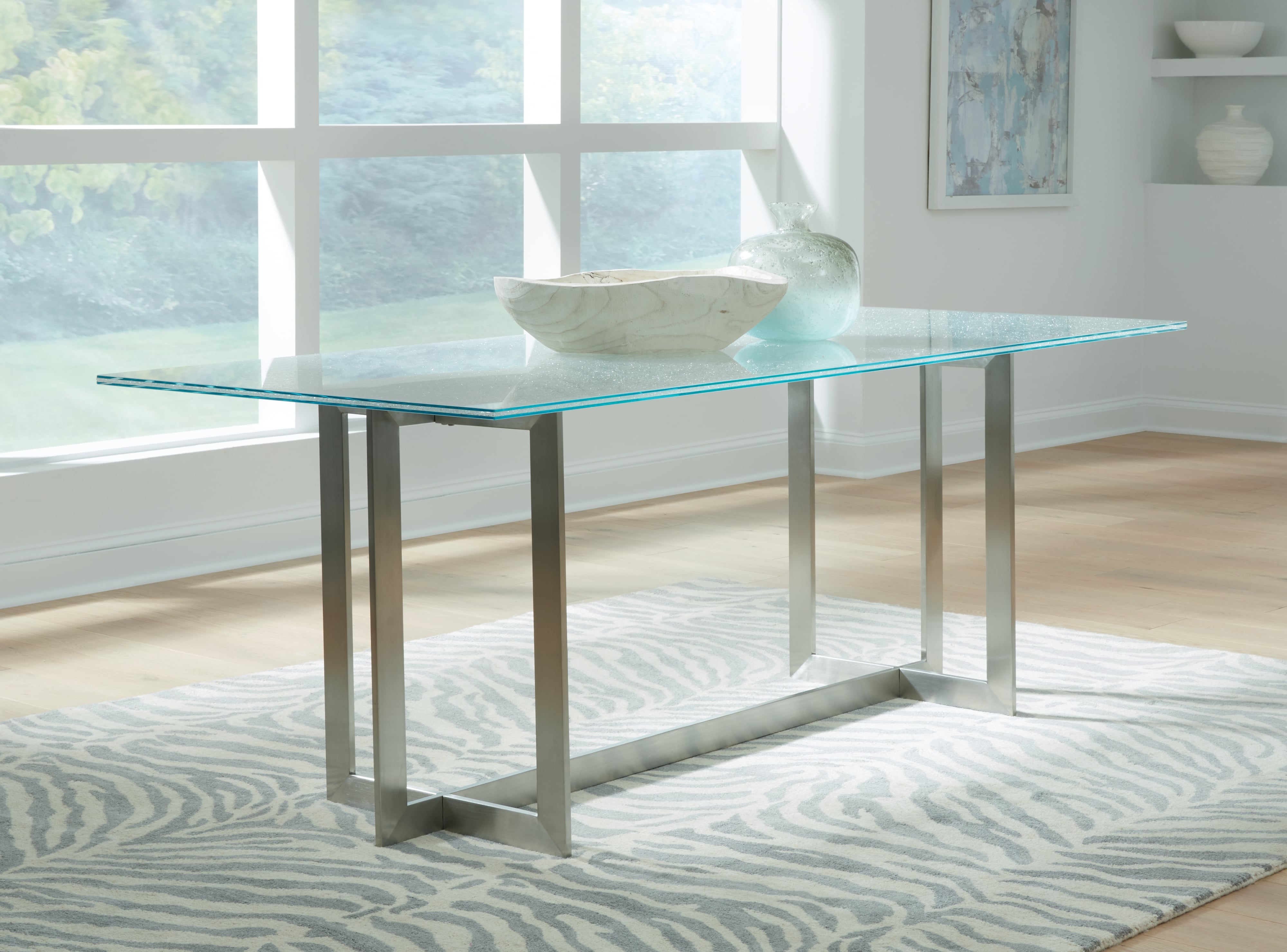 Ss glass dining discount table