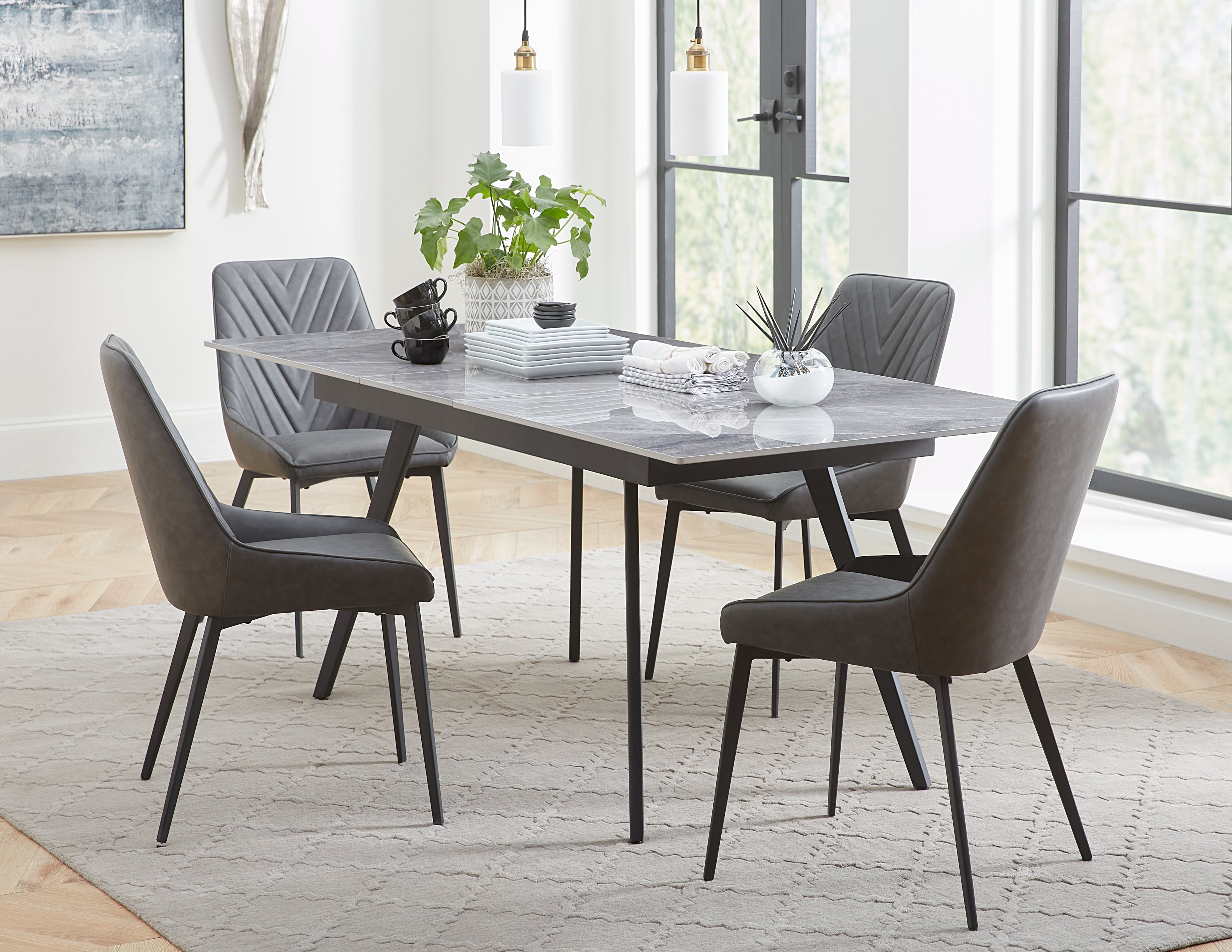 Modus International Lucia LELB63 Metal Leg Upholstered Dining