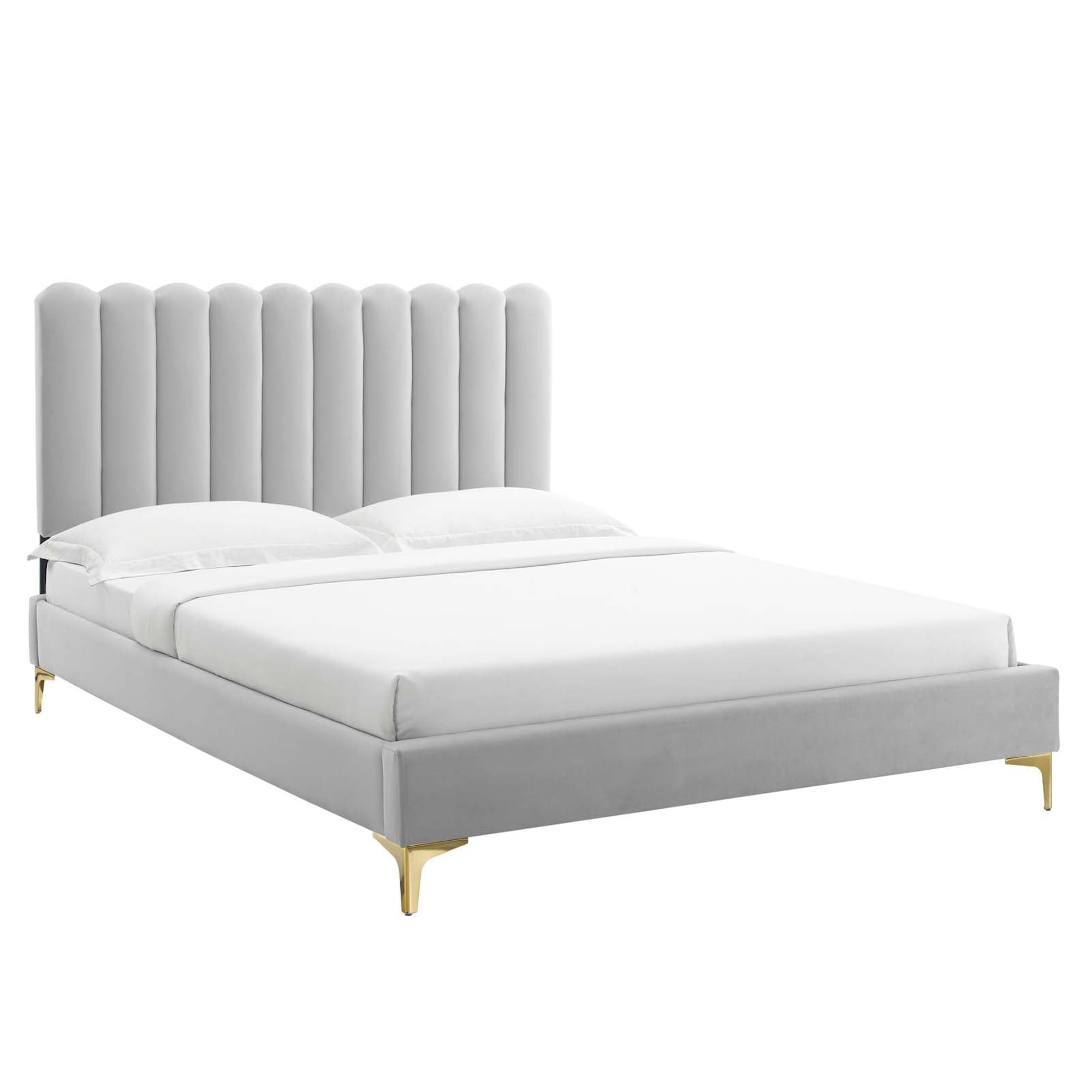 Modway Reagan MOD6586LGR Reagan Queen Performance Velvet Platform Bed Value City Furniture