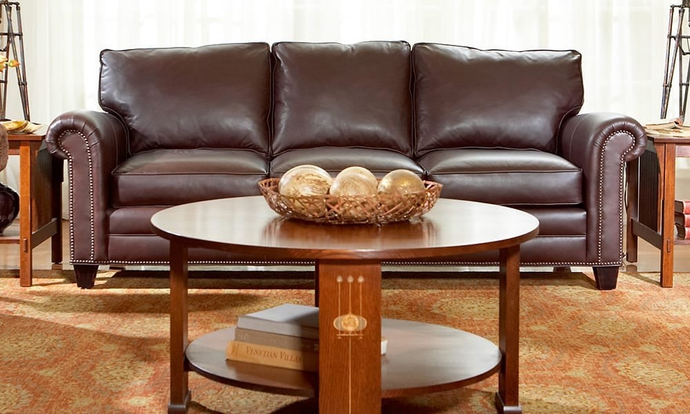 Transitional on sale leather sectional