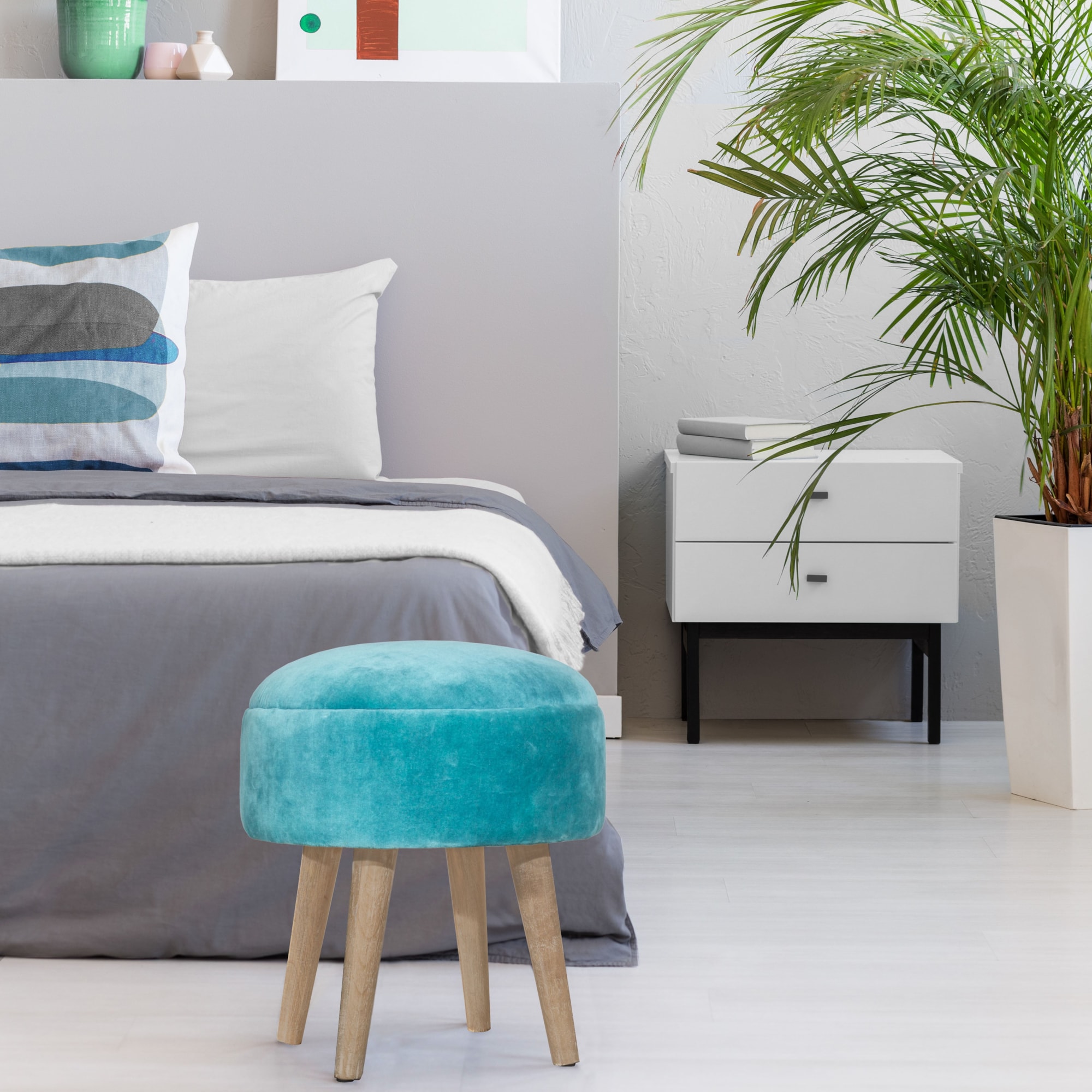 Hillsdale Mila 51087 MidCentury Modern Upholstered Backless Pouf