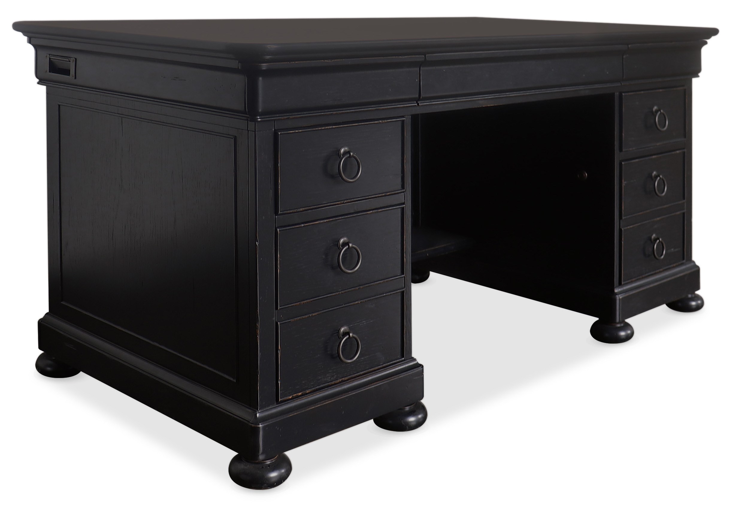 Traditional desk deals with drawers