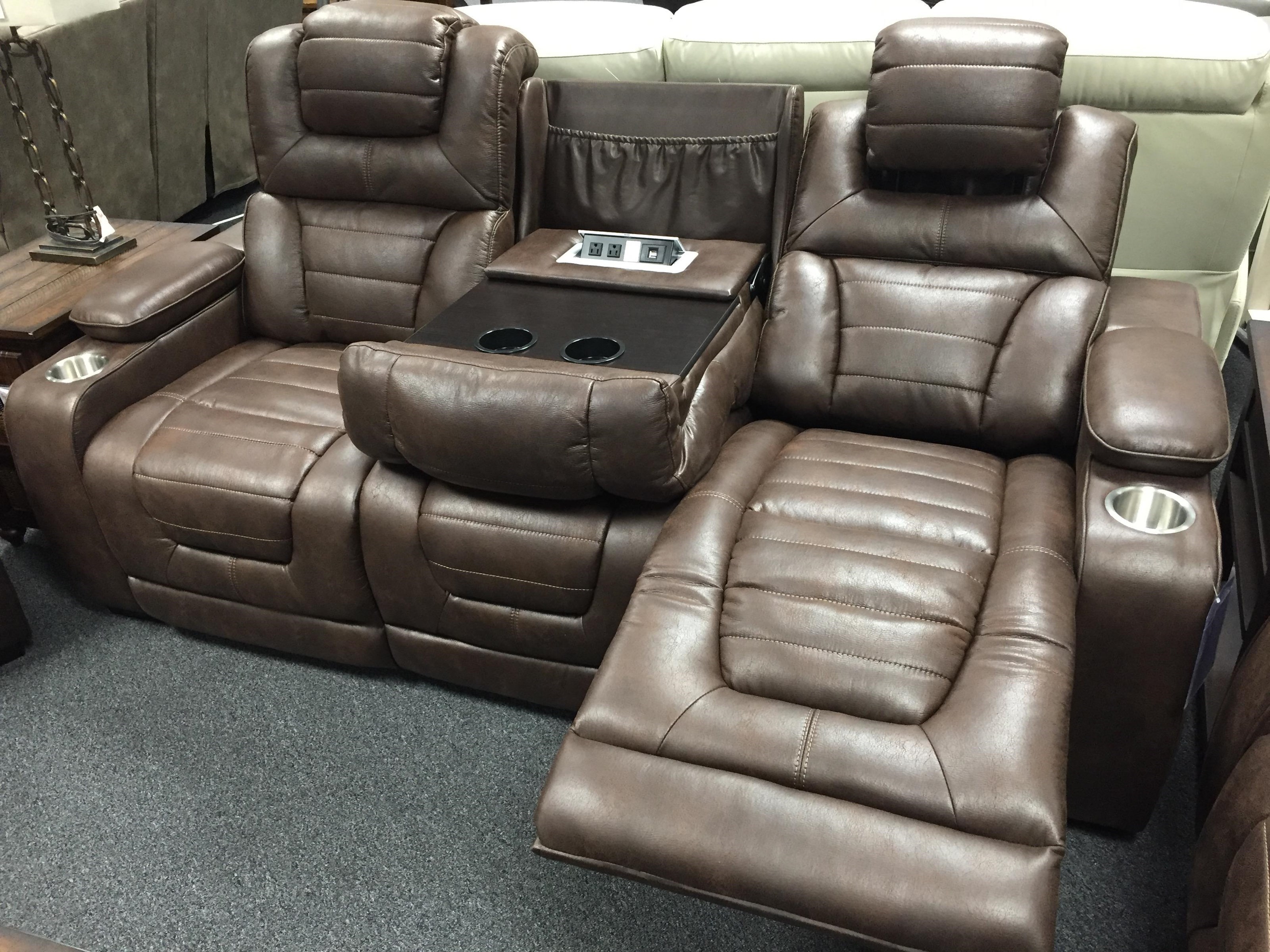 Corinthian 73901 102-16020-1 Casual Power Headrest Reclining Sofa W/Cup ...