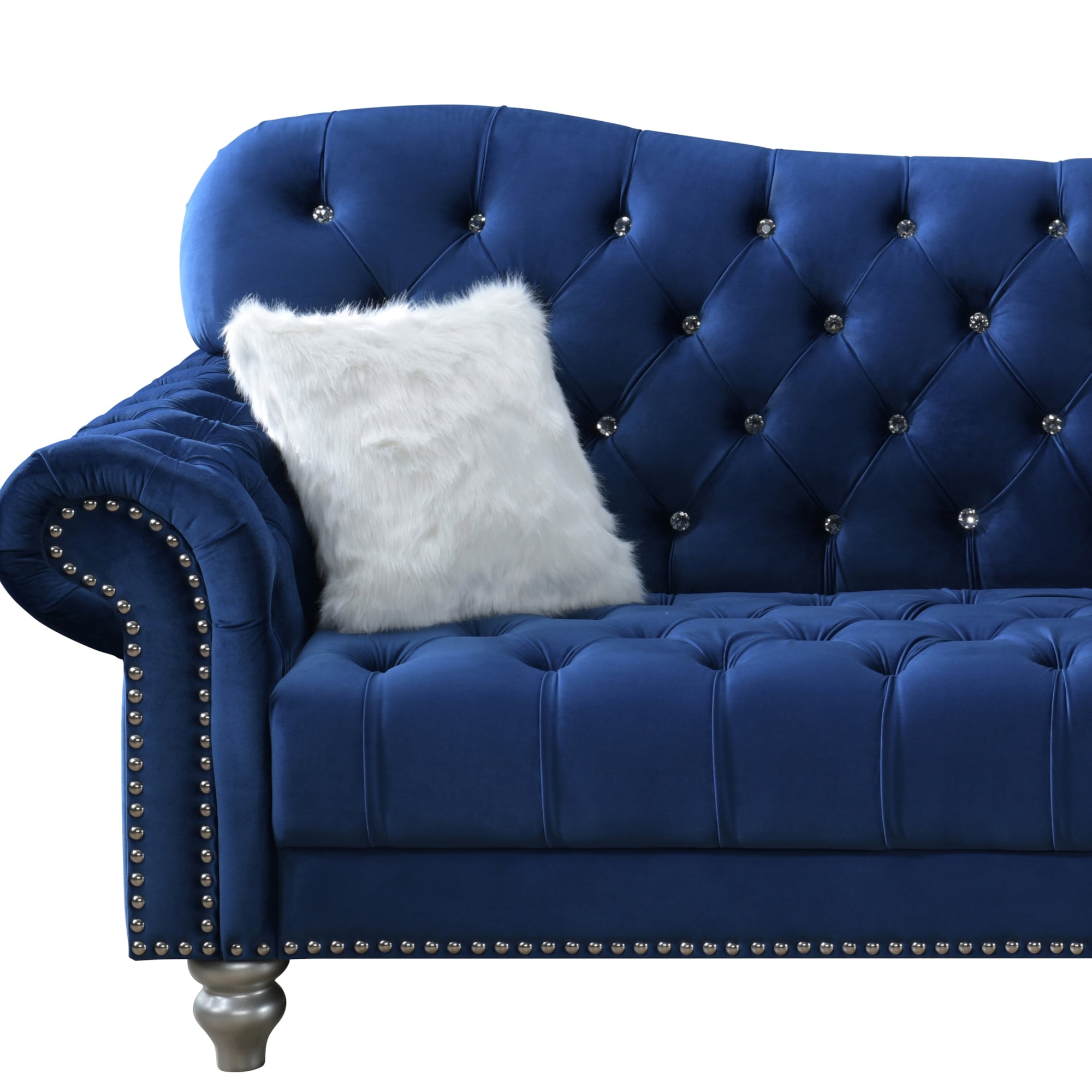 Global Furniture U4422 U4422NAVY VELVETS Navy Blue Tufted Sofa