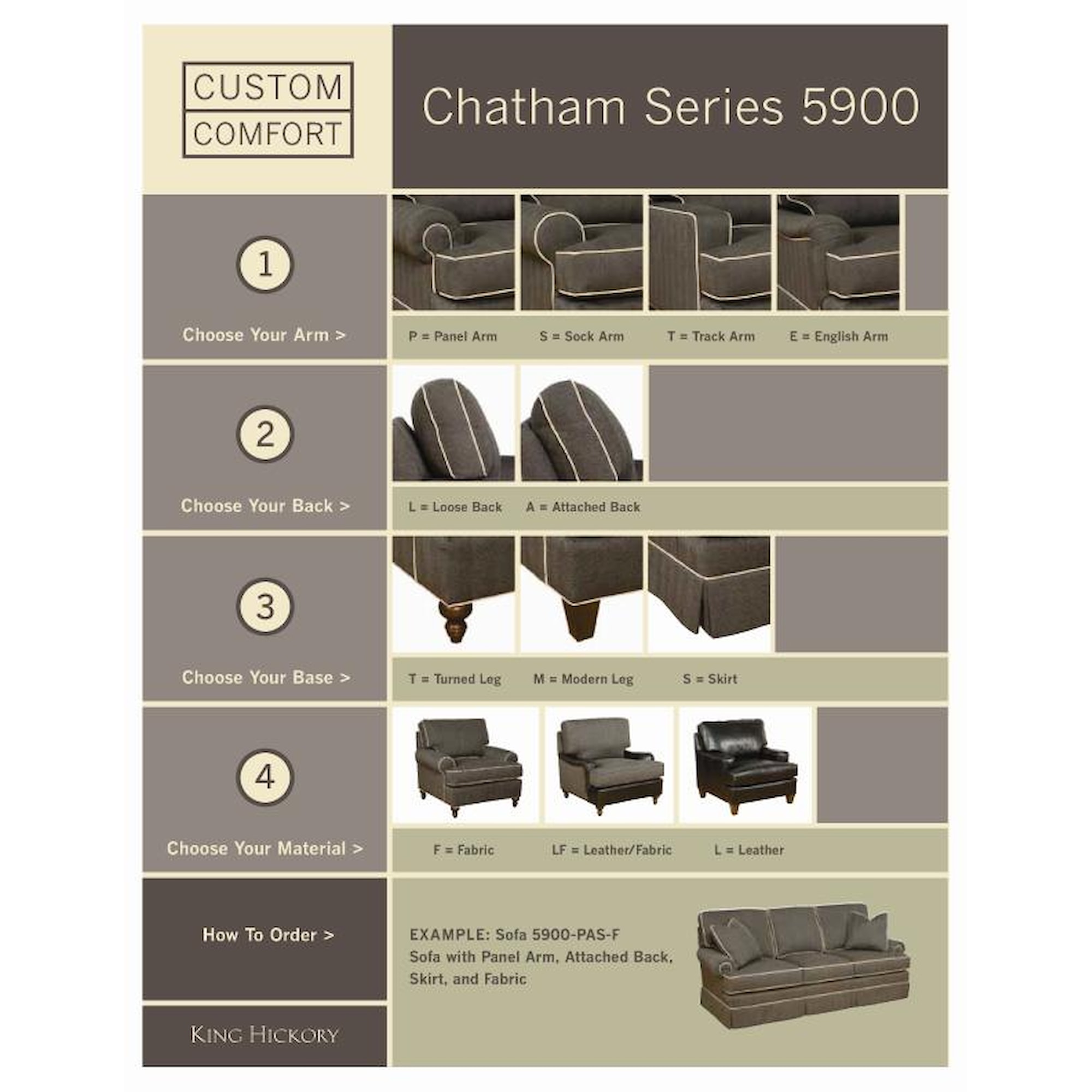 King Hickory Chatham 5965ELSF Customizable Conversation Sofa with