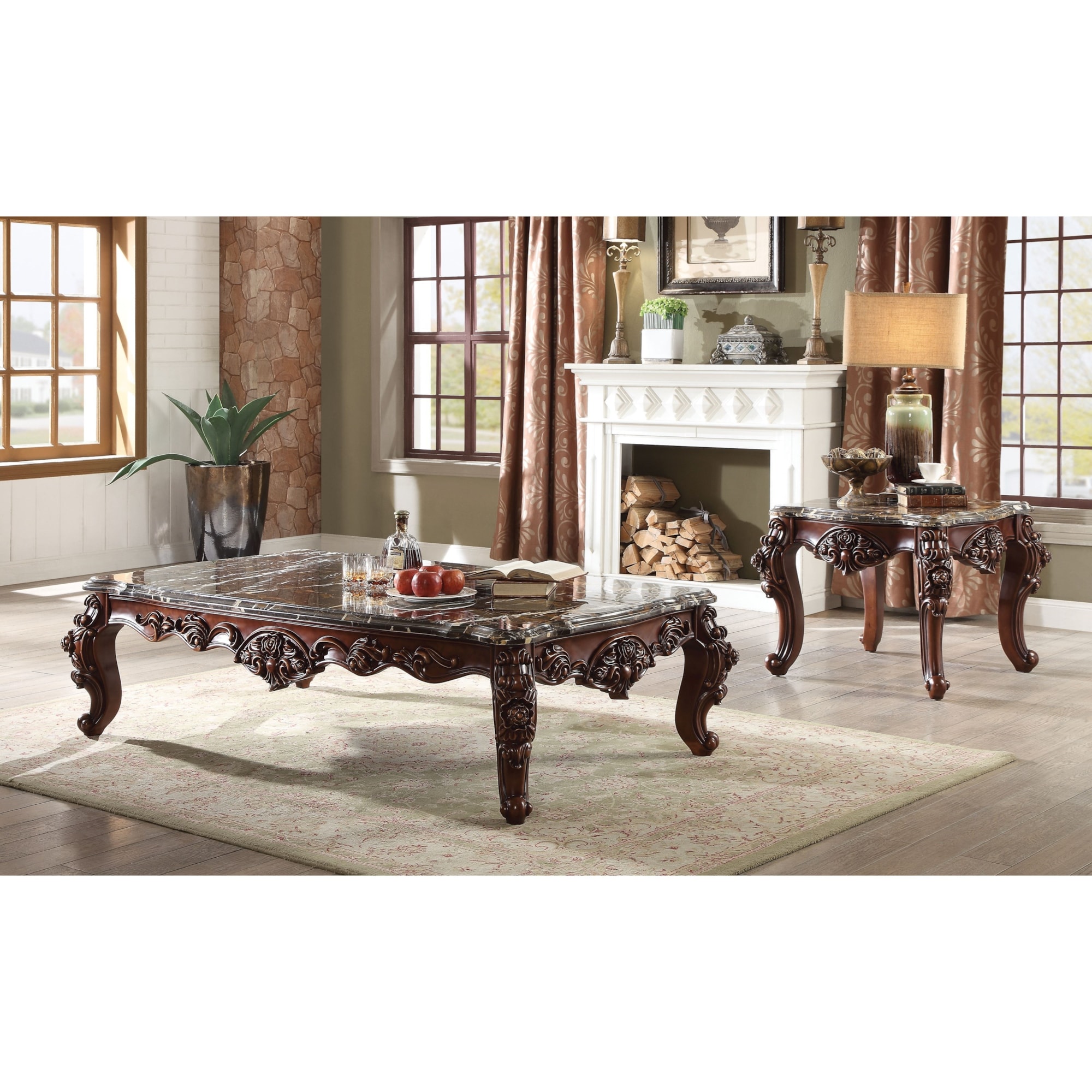 Acme Furniture Forsythia 83070 Ornately Carved Traditional Coffee 