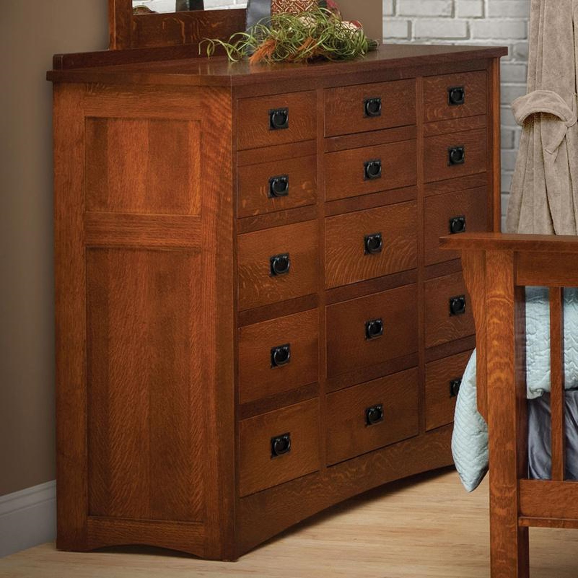 Daniel's Amish Mission 35-3125 15-Drawer Solid Wood Triple Dresser, Belfort Furniture