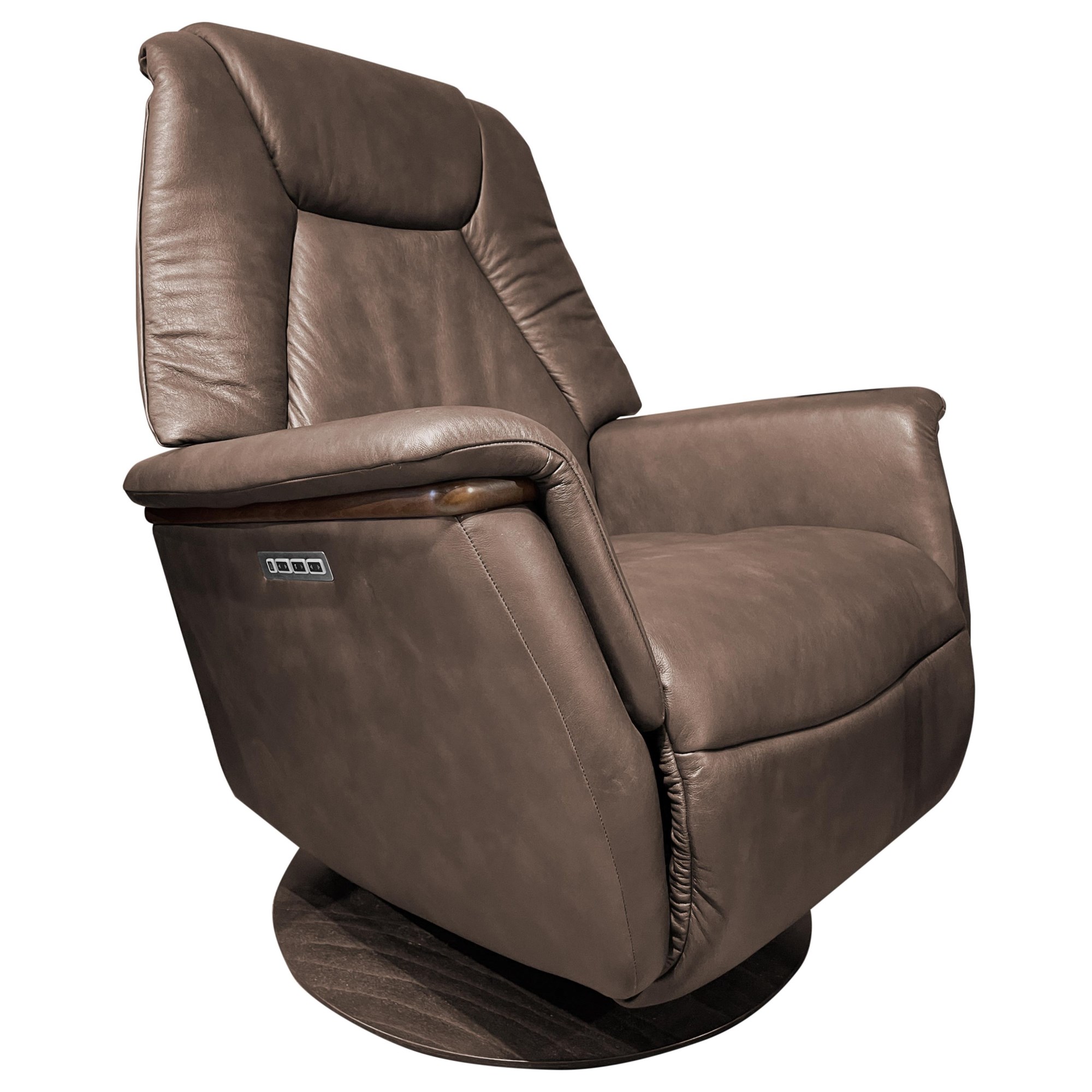 Stressless® by Ekornes® Max Medium All Leather Sand Power Swivel Recliner  Chair