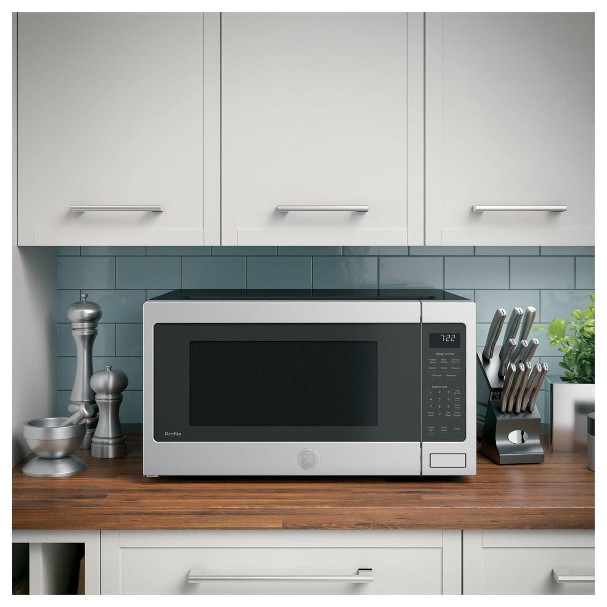 GE Appliances PES7227SLSS GE Profile™ 2.2 Cu. Ft. Countertop Sensor  Microwave Oven, Furniture and ApplianceMart
