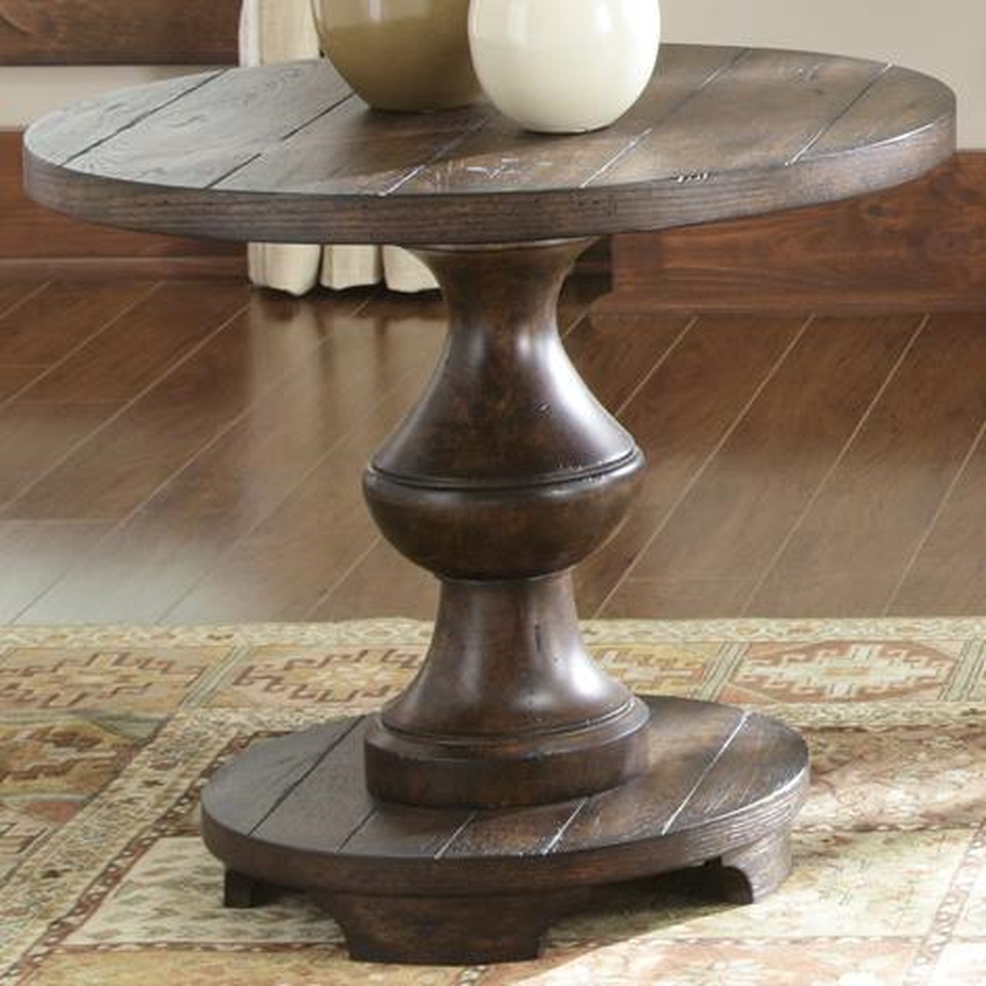 Wooden Round Side Table Classic Pedestal Base Lamp Stand Display