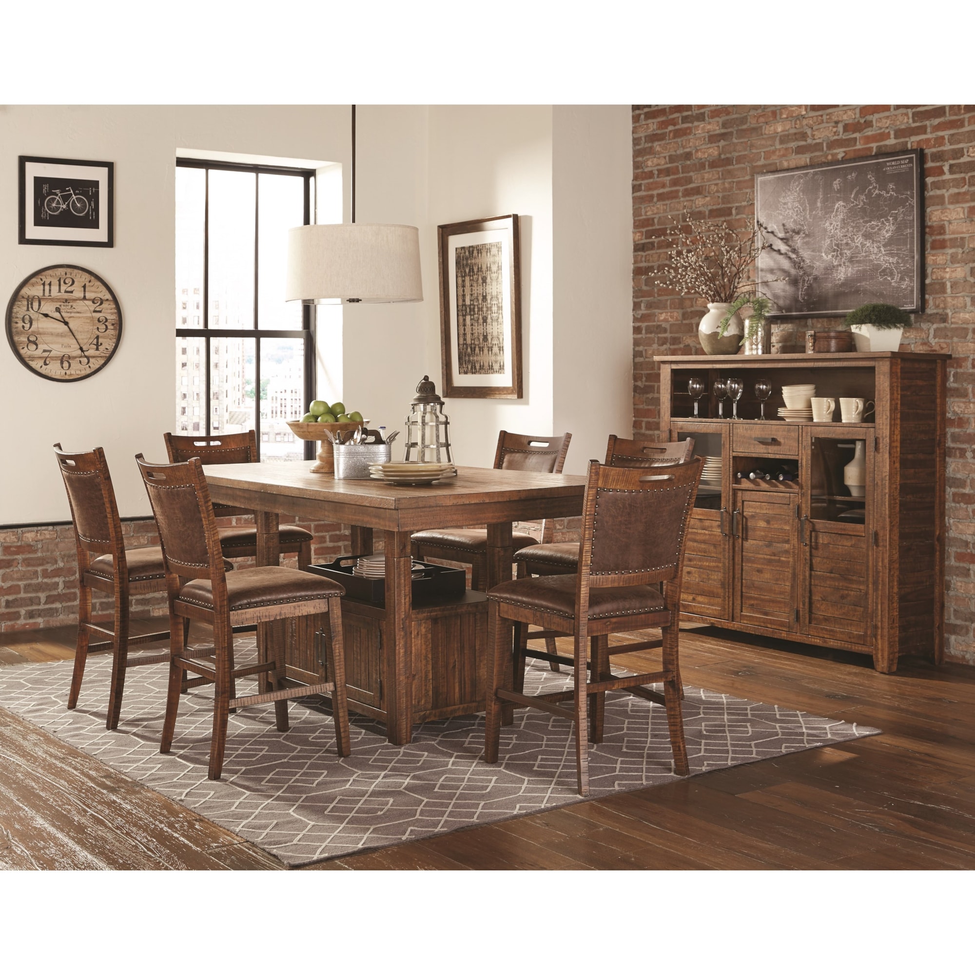 dining room buffet table with wine