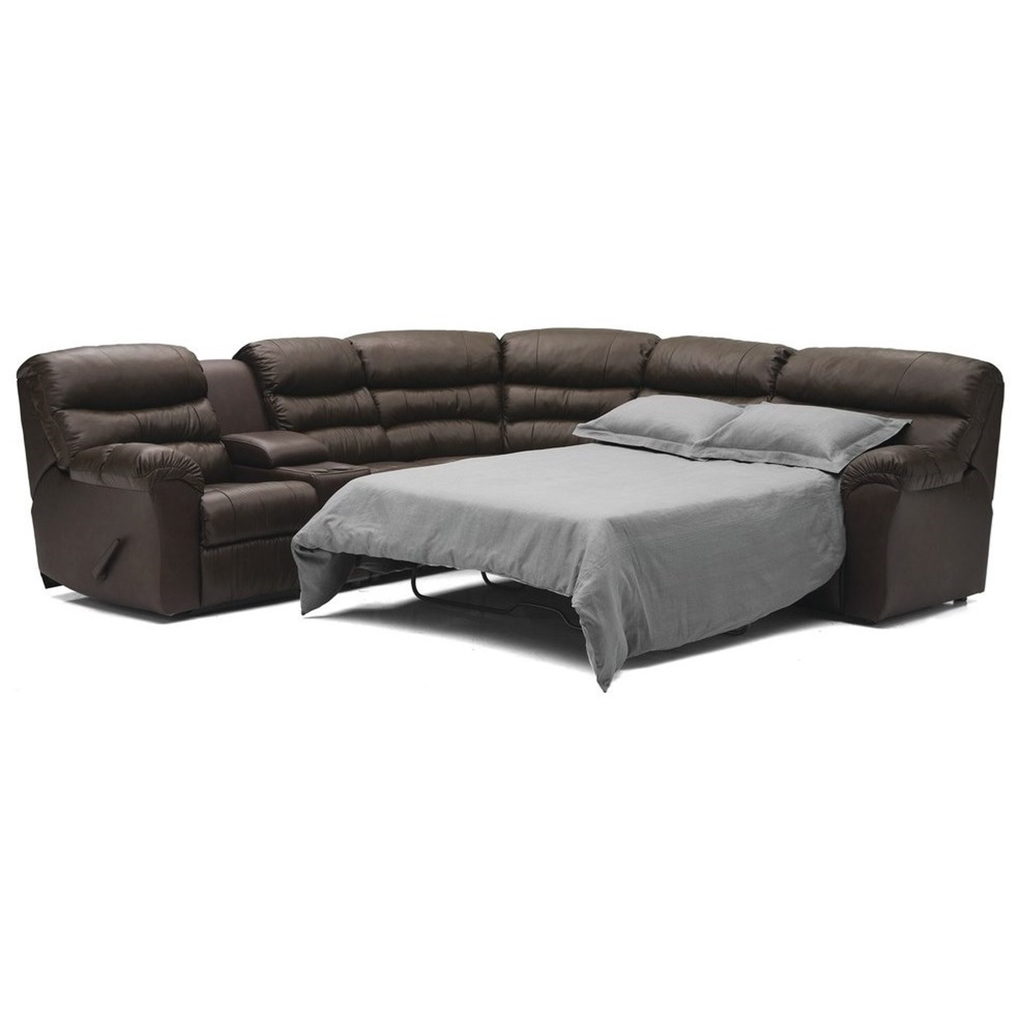 Palliser Durant 41098-67+A2+60+09+27-Broadway Toffe Casual Power Reclining  Sectional with Sleeper, Furniture and ApplianceMart