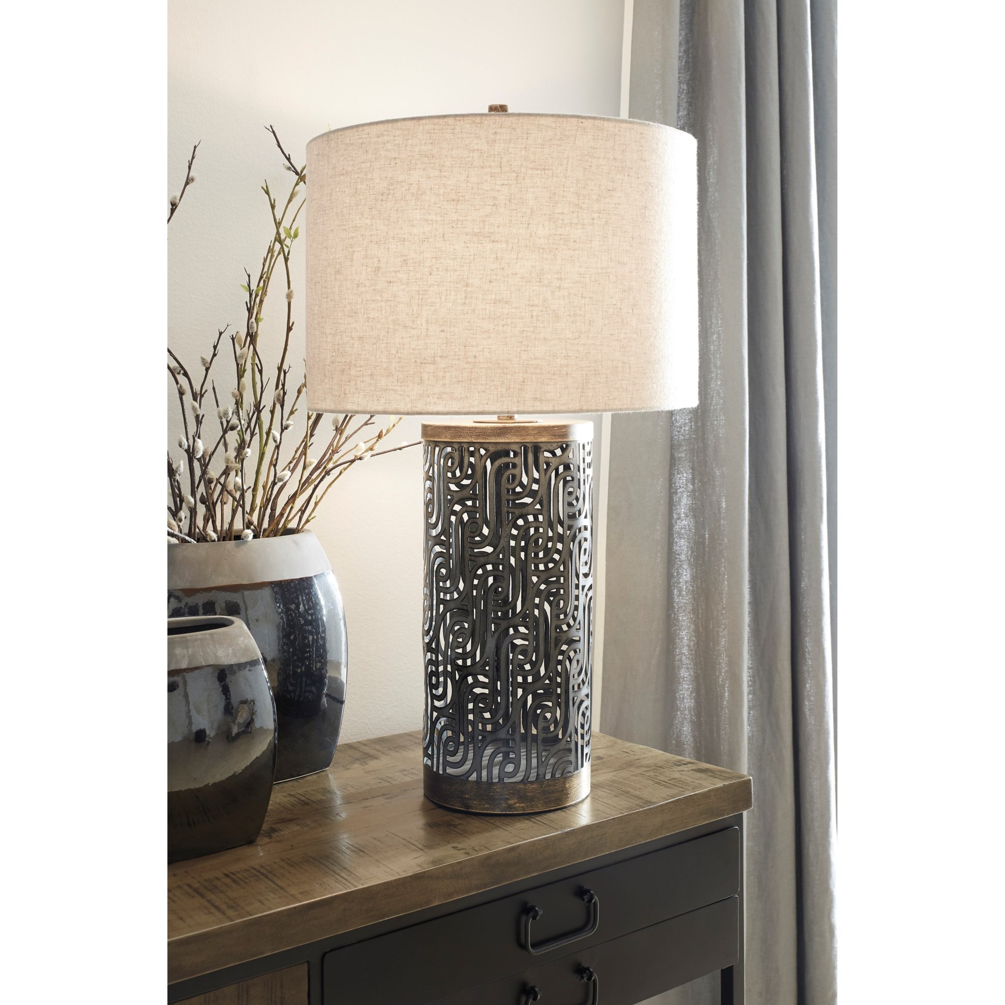 Lamps - Contemporary Camdale Brass Finish Metal Table Lamp