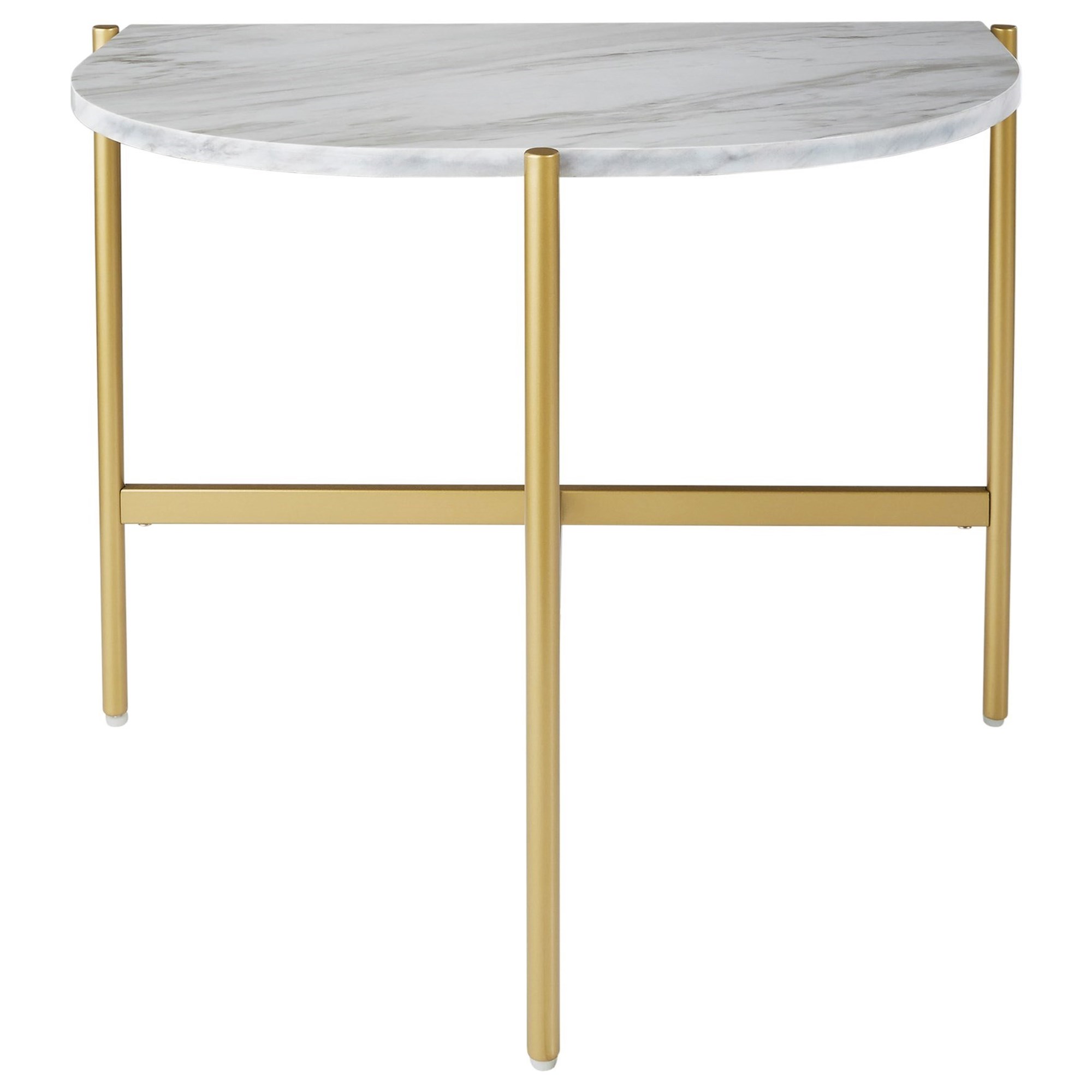Signature Design by Chair Furniture Ashley Tables Finish Marble T192-7 Side Wynora Faux End Table Top Half-Round Gold with HomeWorld | End 