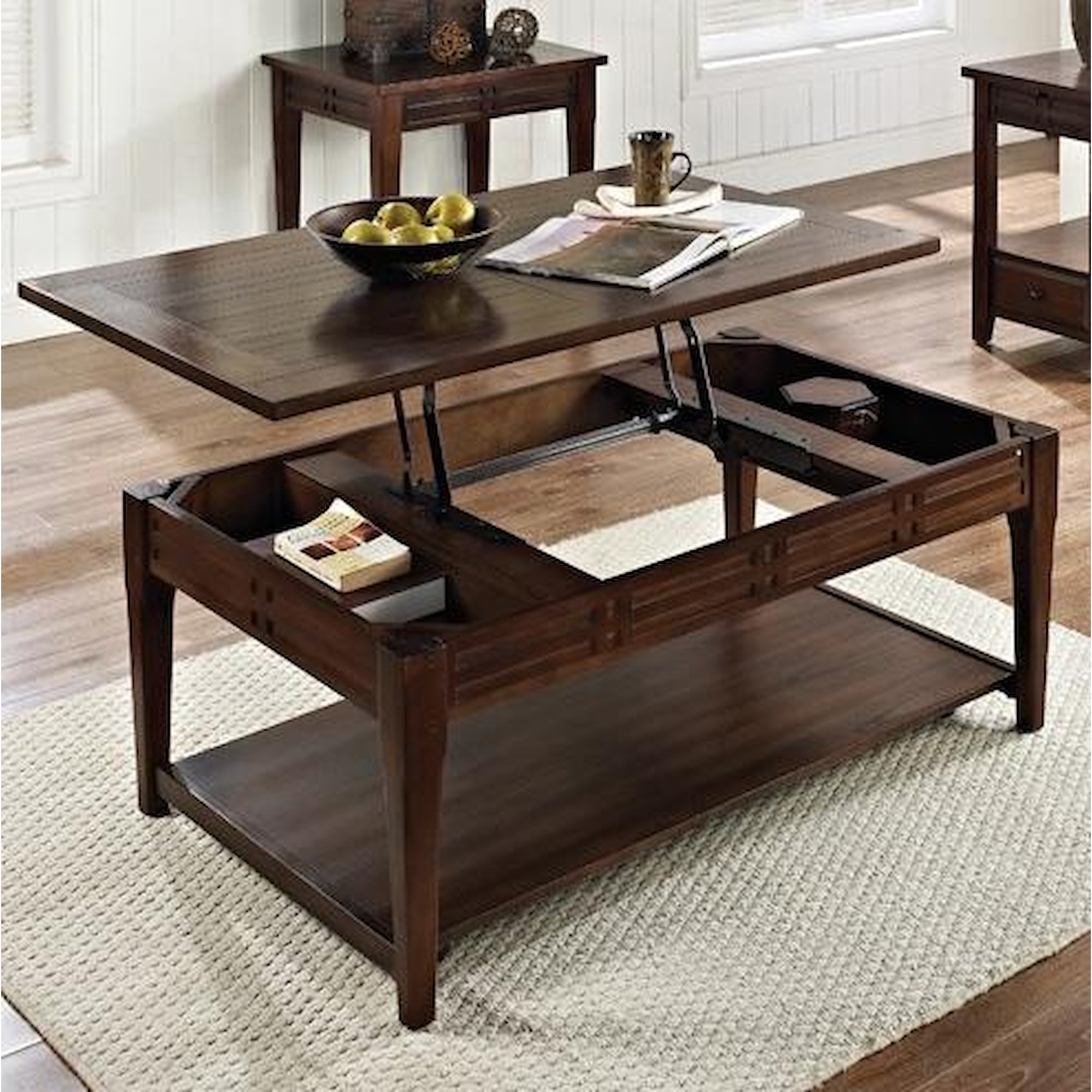 Steve Silver Crestline CL200CL Lift Top Cocktail Table with Casters and  Shelf | Wayside Furniture & Mattress | Cocktail or Coffee Table