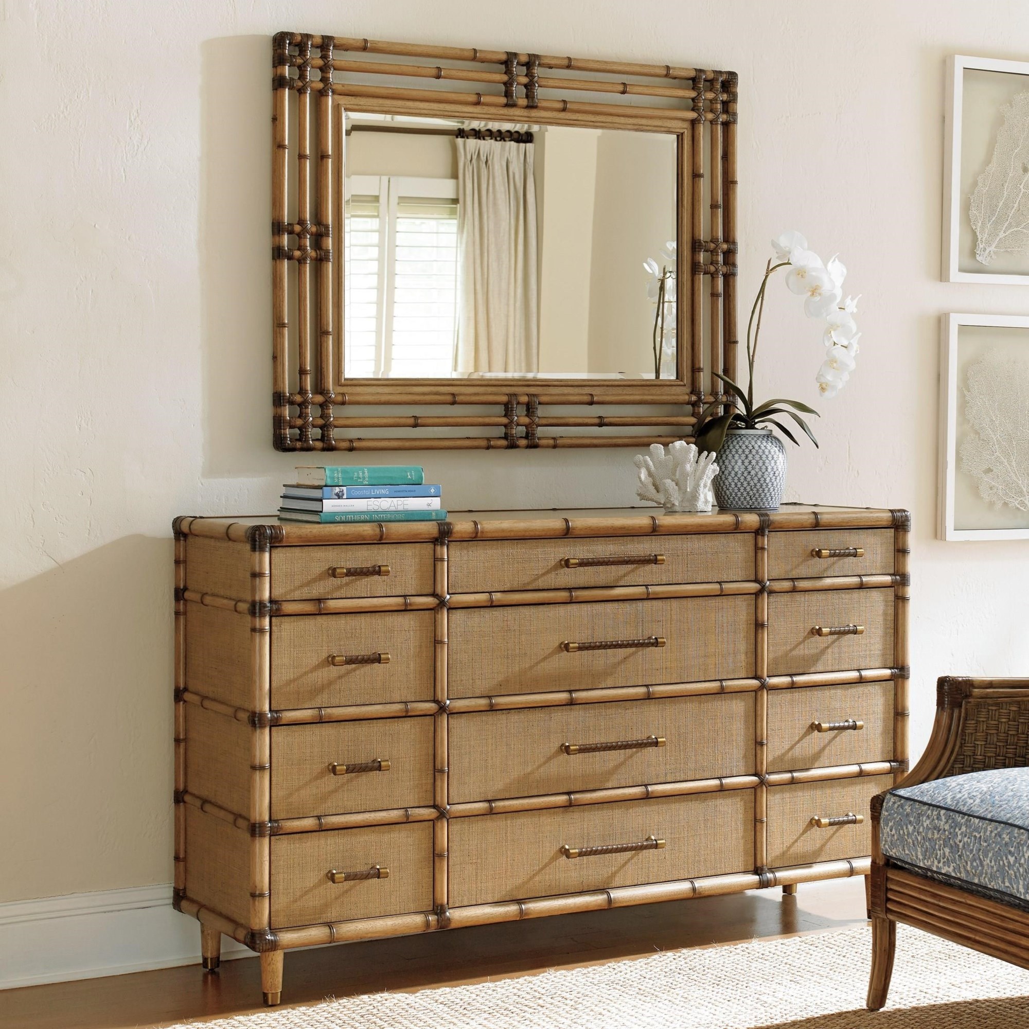 Windward Twelve Drawer Dresser and Savana Mirror Set