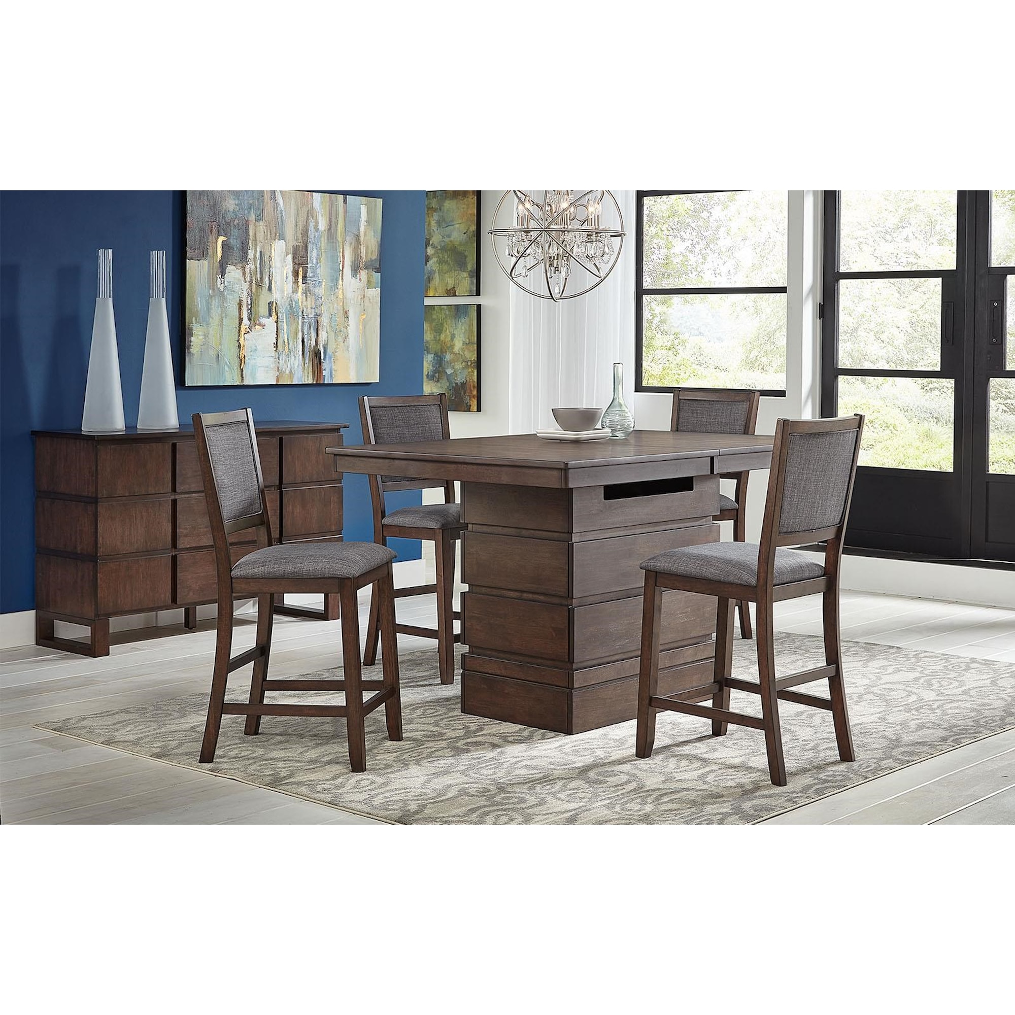 AAmerica Chesney CHSFB6300+CHSFB369K(x4) 5Piece Counter Dining Set