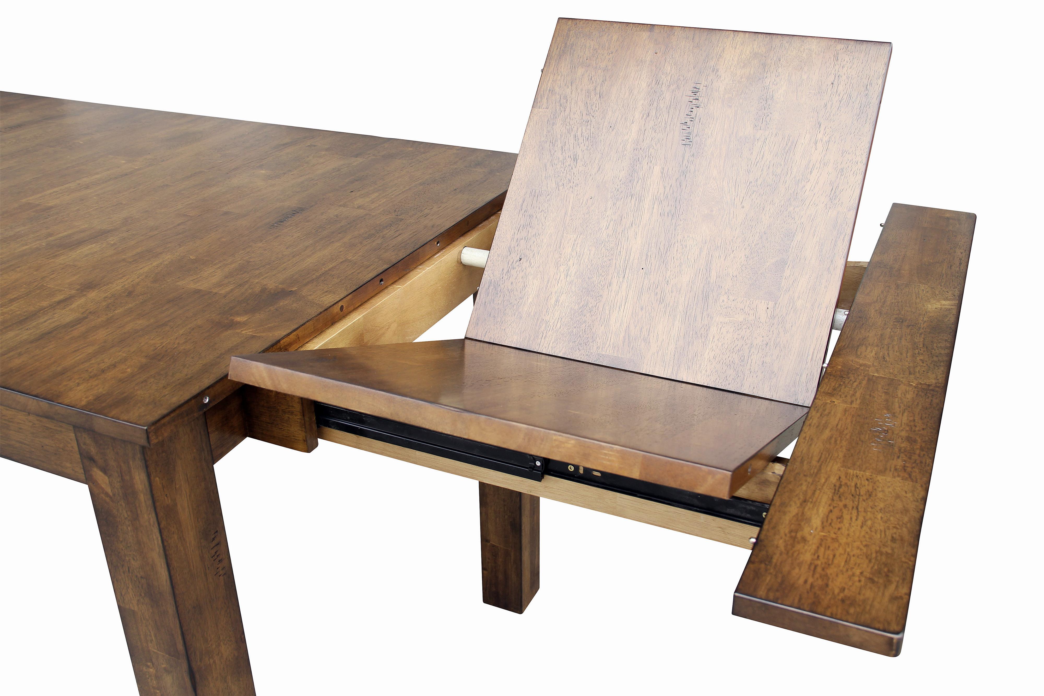 Kitchen table with self deals storing leaf