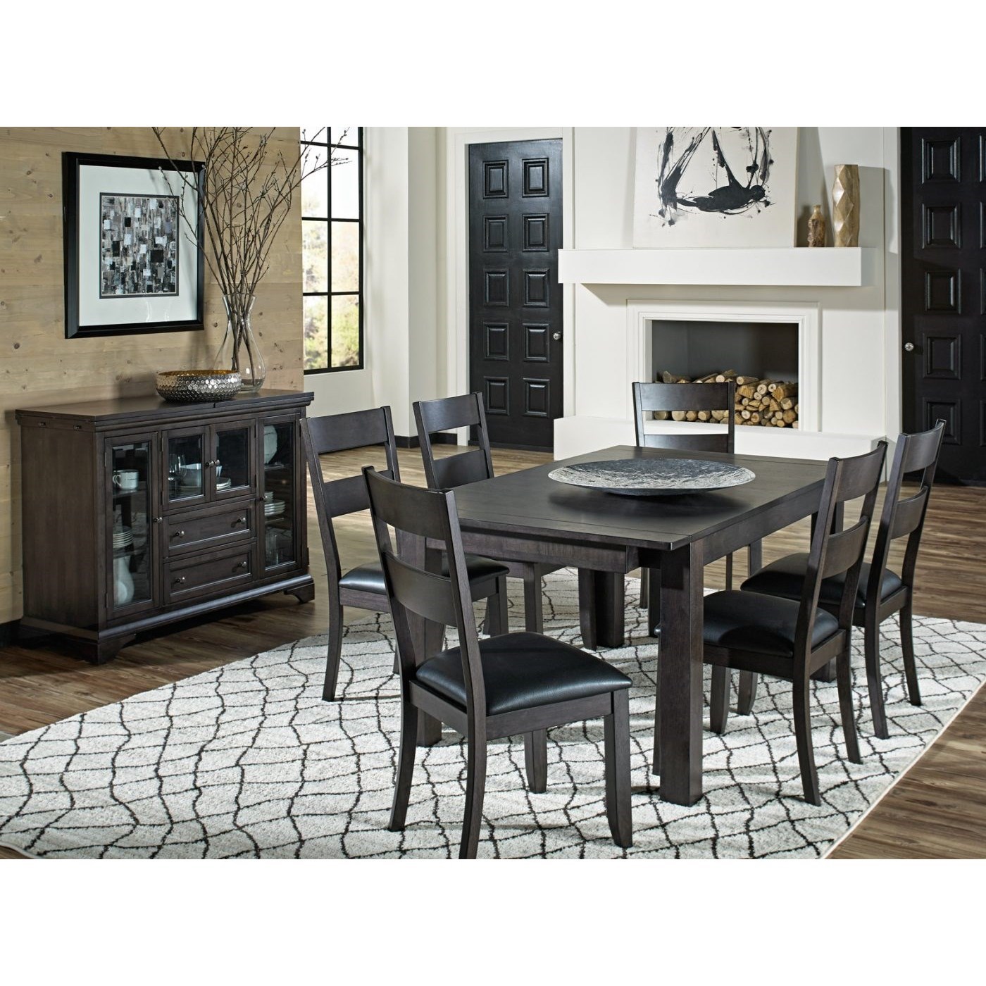 Dining room table with shop self storing leaves