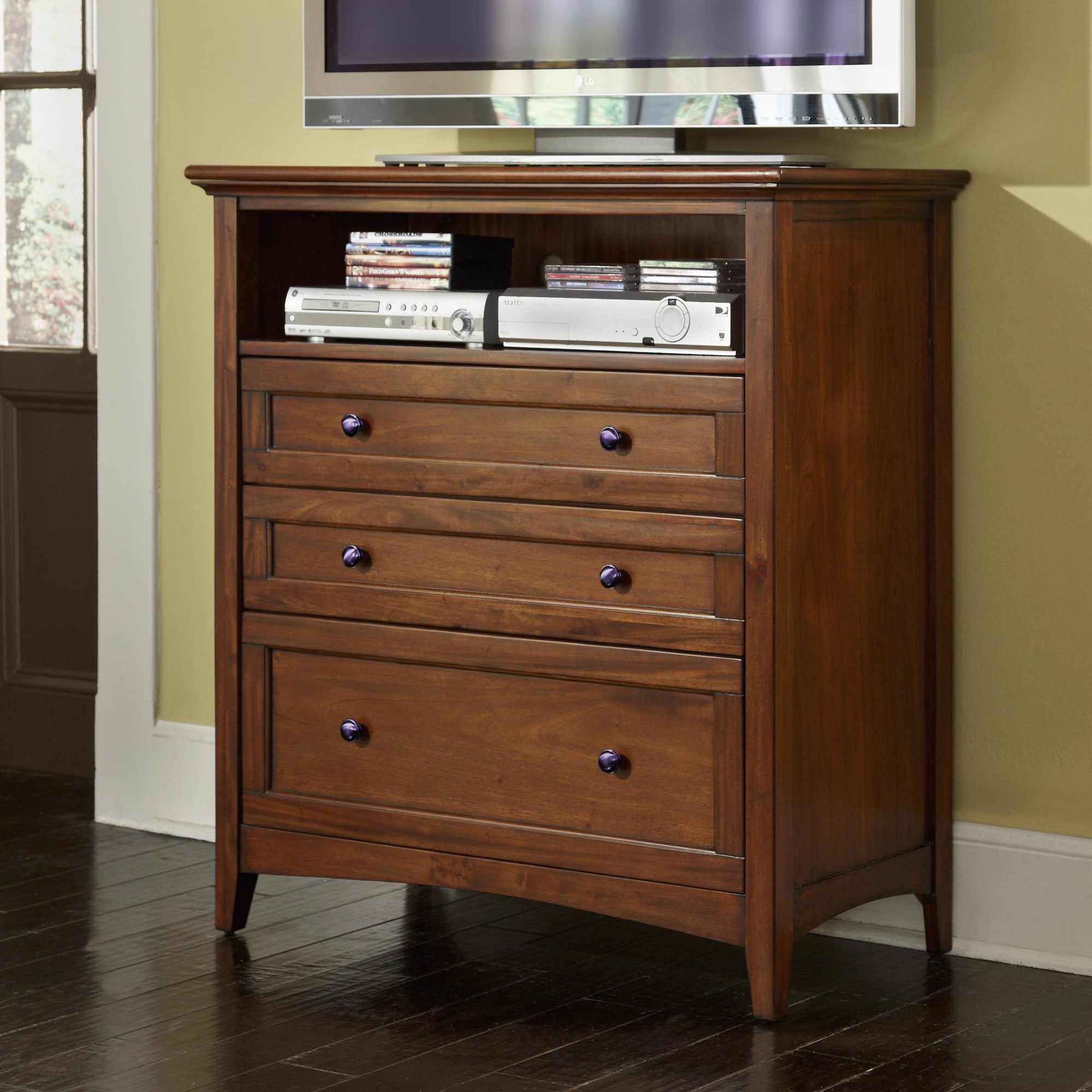 Aamerica Westlake Wslcb5740 Transitional 3 Drawer Media Chest With Cord